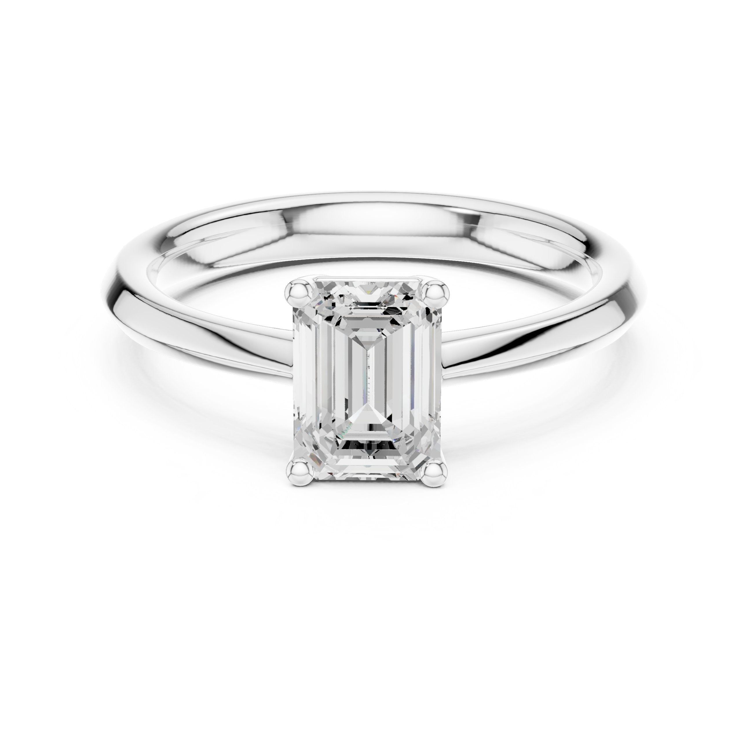 Emerald Cut Solitaire Engagement Ring in White Gold - VYKA Diamonds