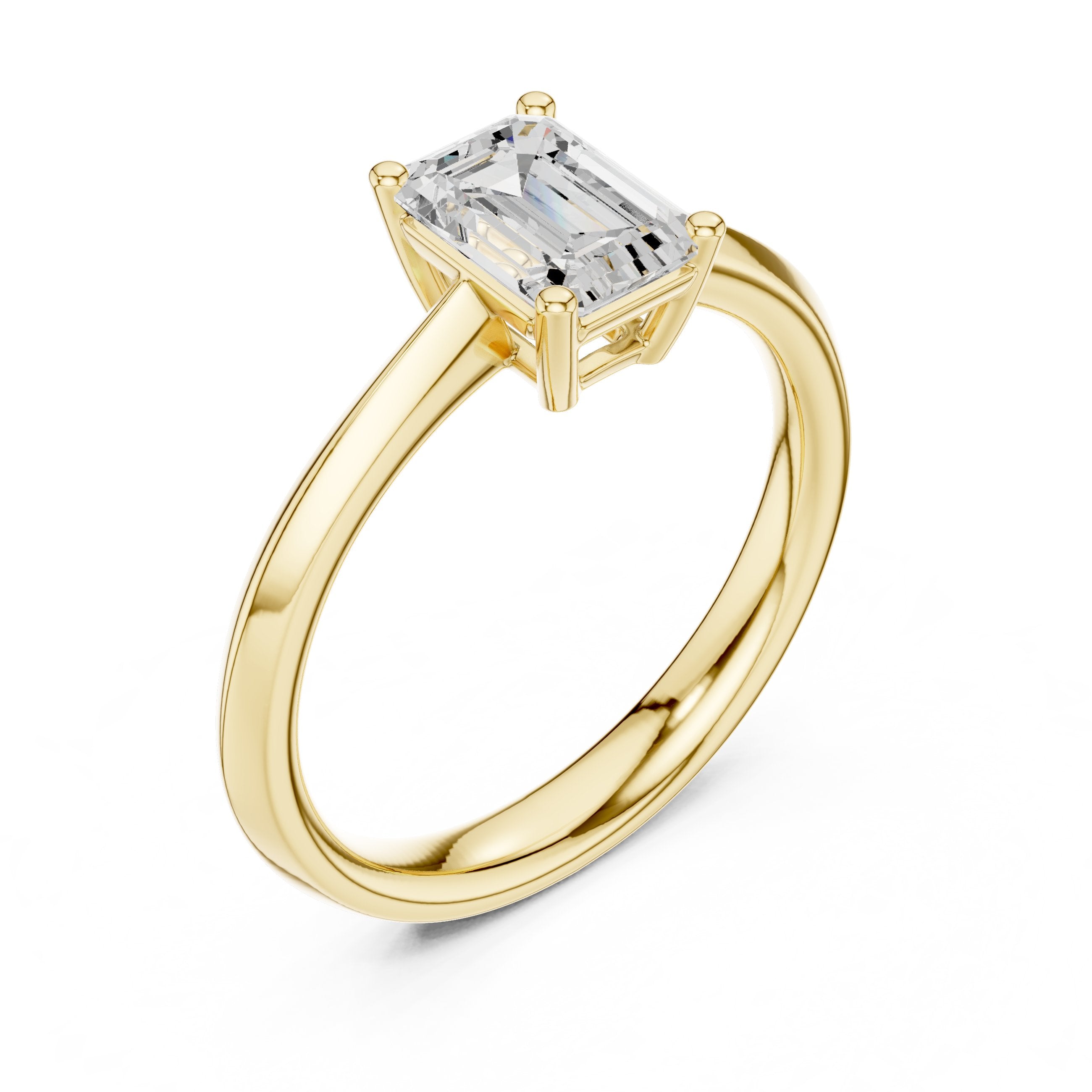 Emerald Cut Solitaire Engagement Ring in Yellow Gold - VYKA Diamonds
