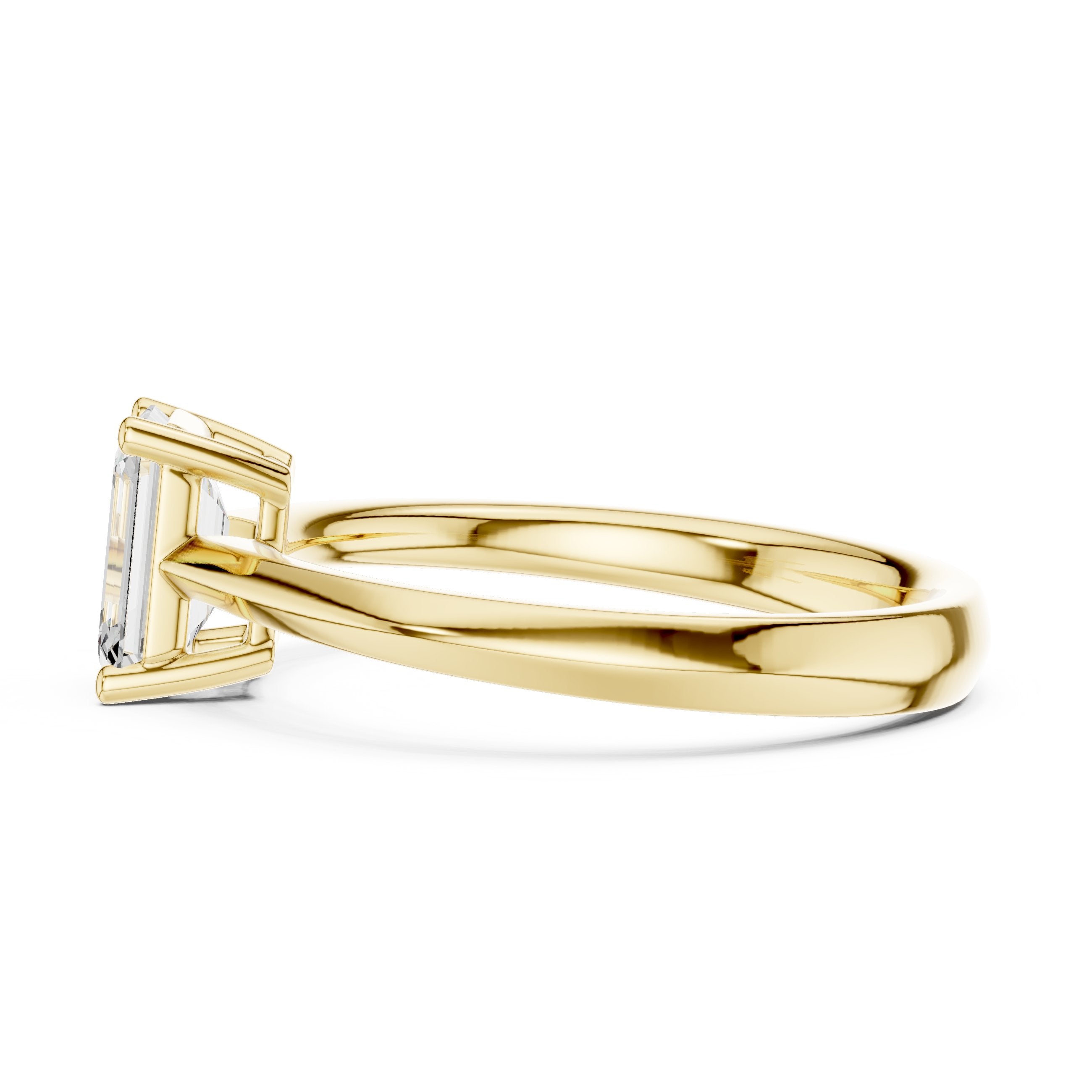 Emerald Cut Solitaire Engagement Ring in Yellow Gold - VYKA Diamonds