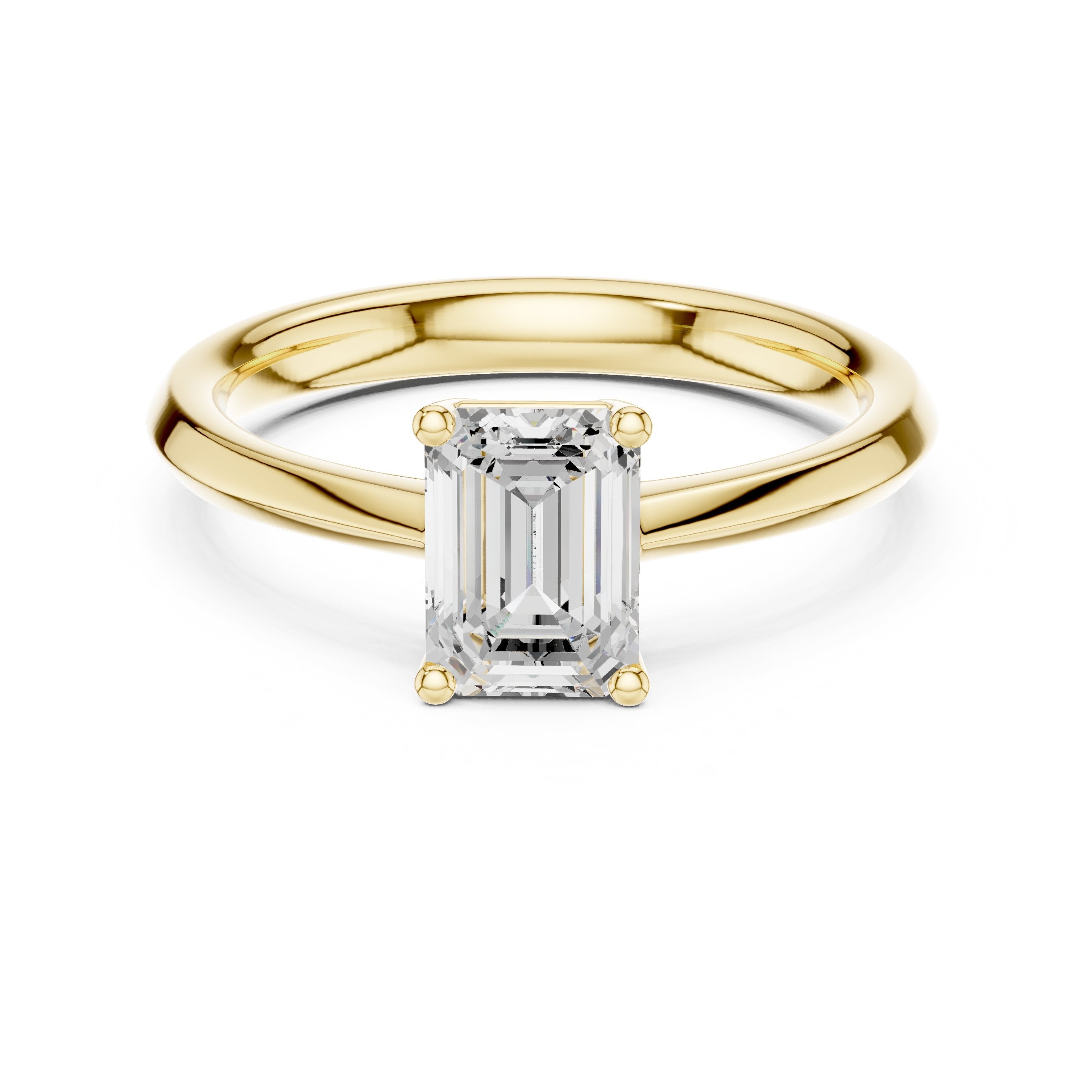Emerald Cut Solitaire Engagement Ring in Yellow Gold - VYKA Diamonds