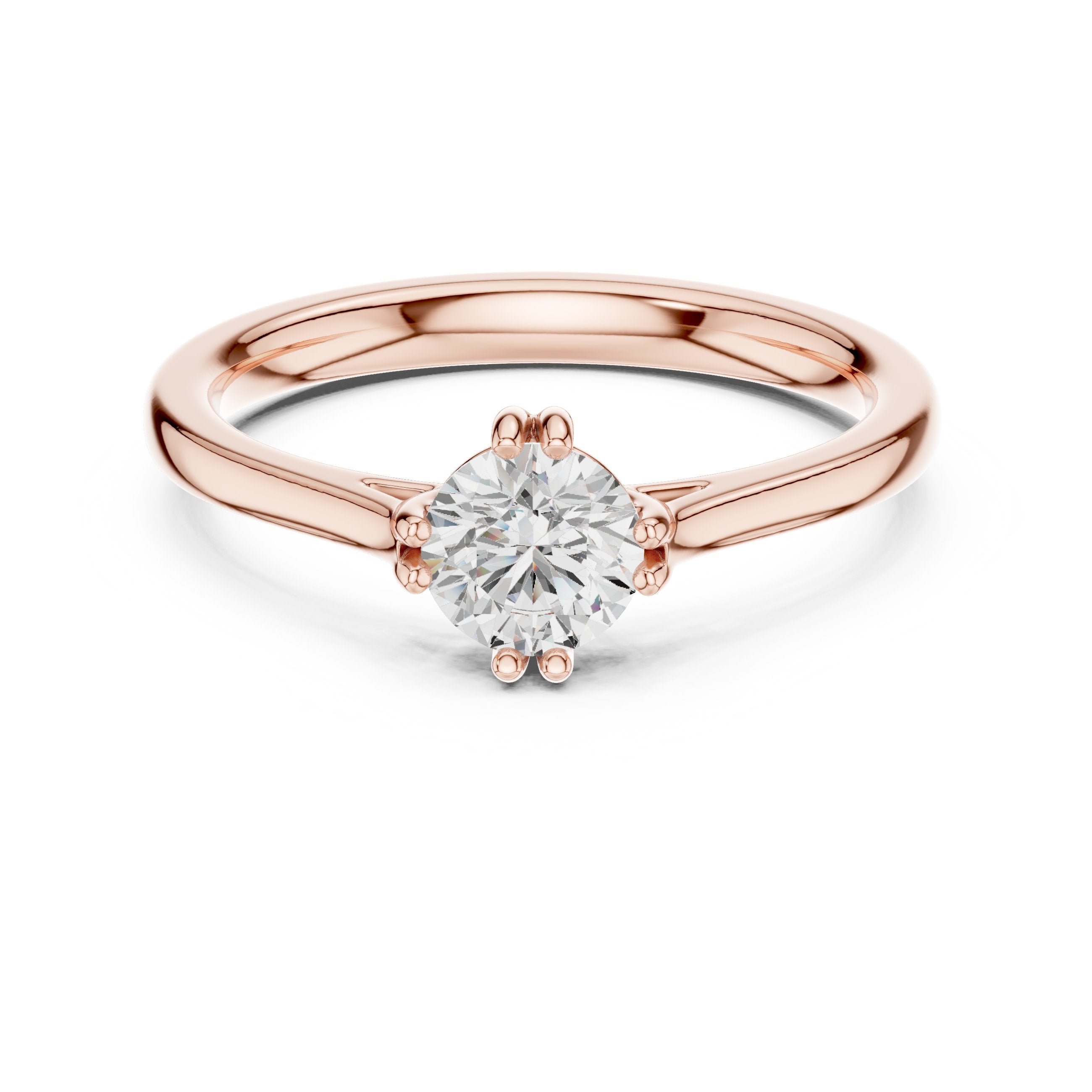 Round Diamond Vintage Solitaire Engagement Ring in Rose Gold - VYKA Diamonds