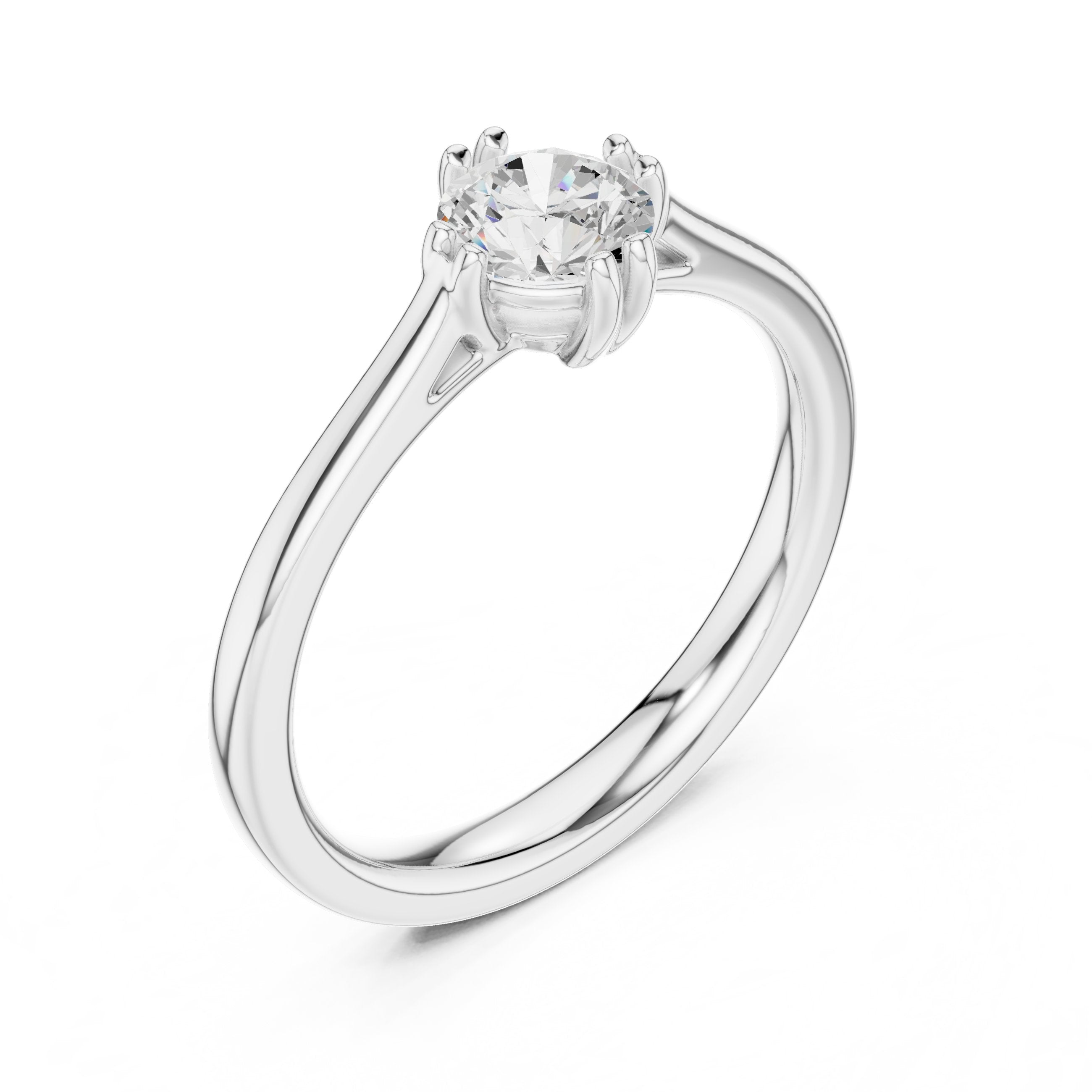 Round Diamond Vintage Solitaire Engagement Ring in White Gold - VYKA Diamonds