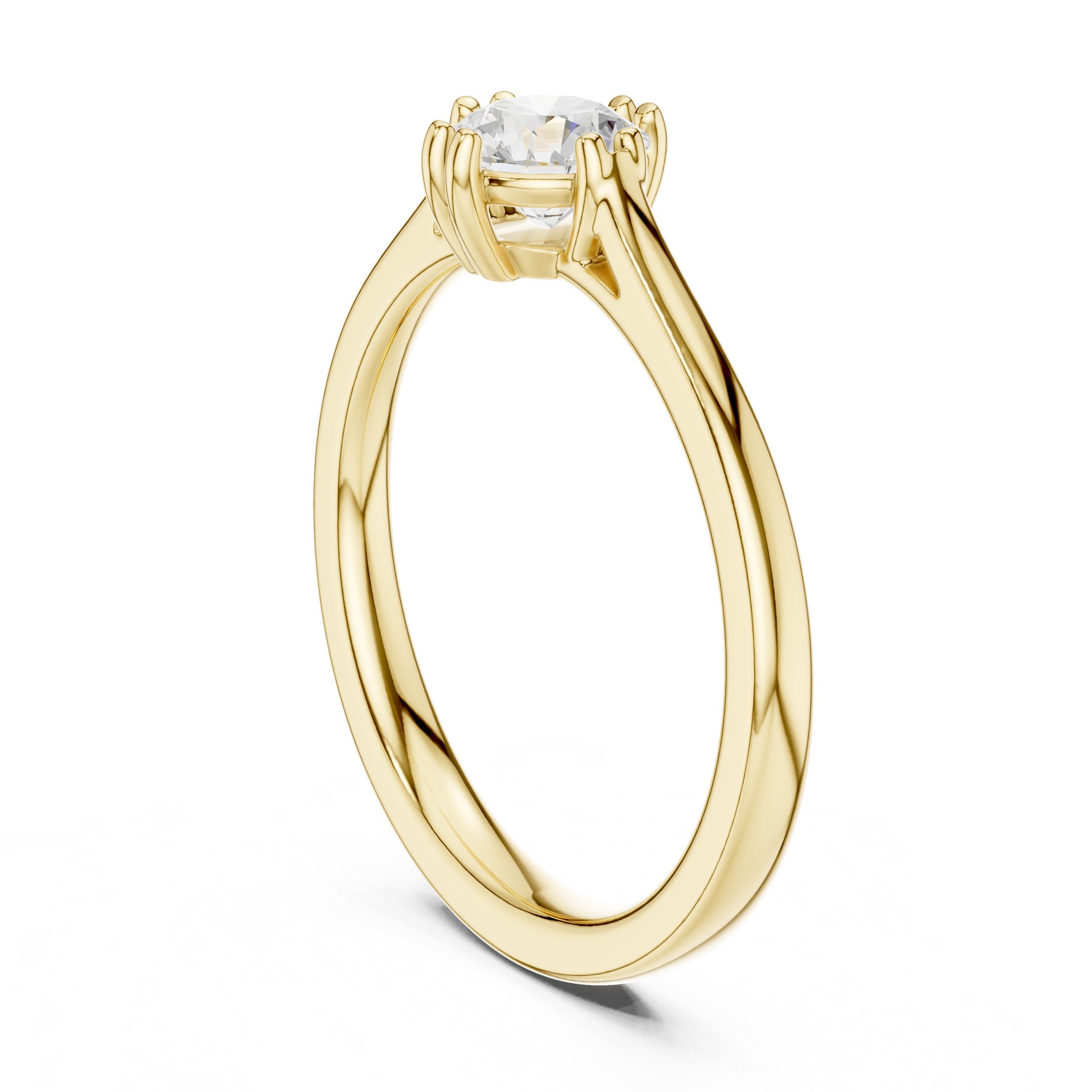 Round Diamond Vintage Solitaire Engagement Ring in Yellow Gold - VYKA Diamonds