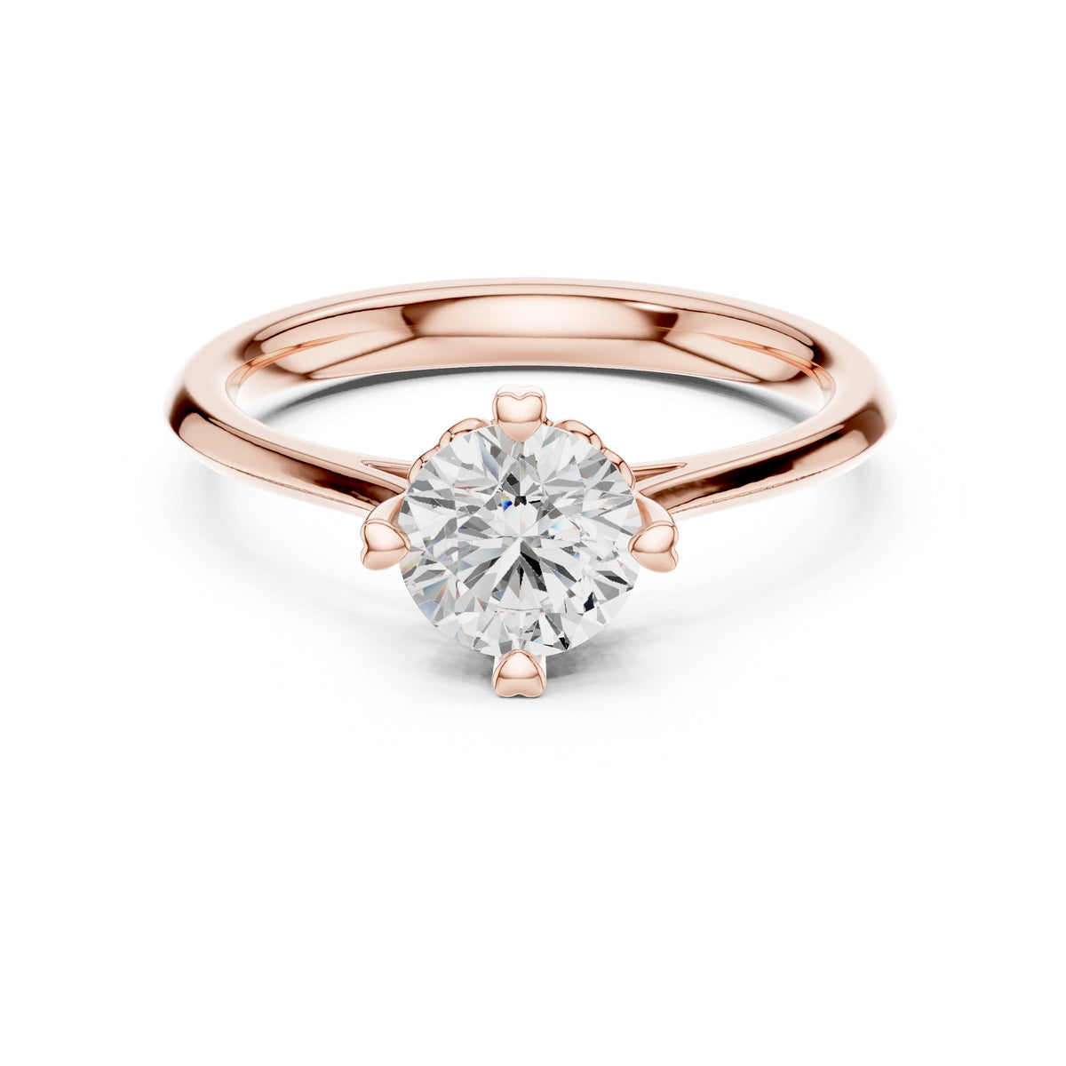 Round Diamond Six Claw Crown Solitaire Engagement Ring