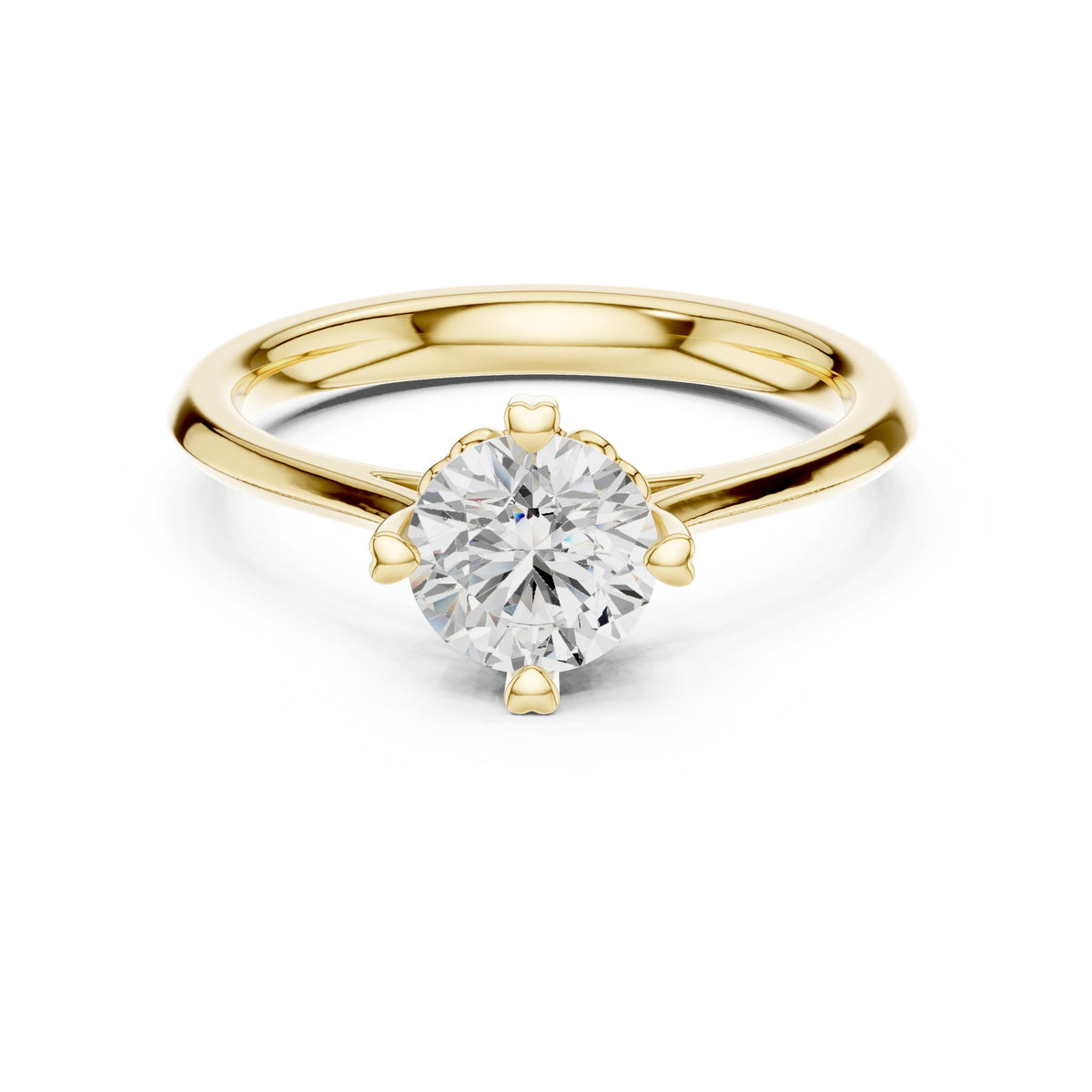 Round Diamond Six Claw Crown Solitaire Engagement Ring