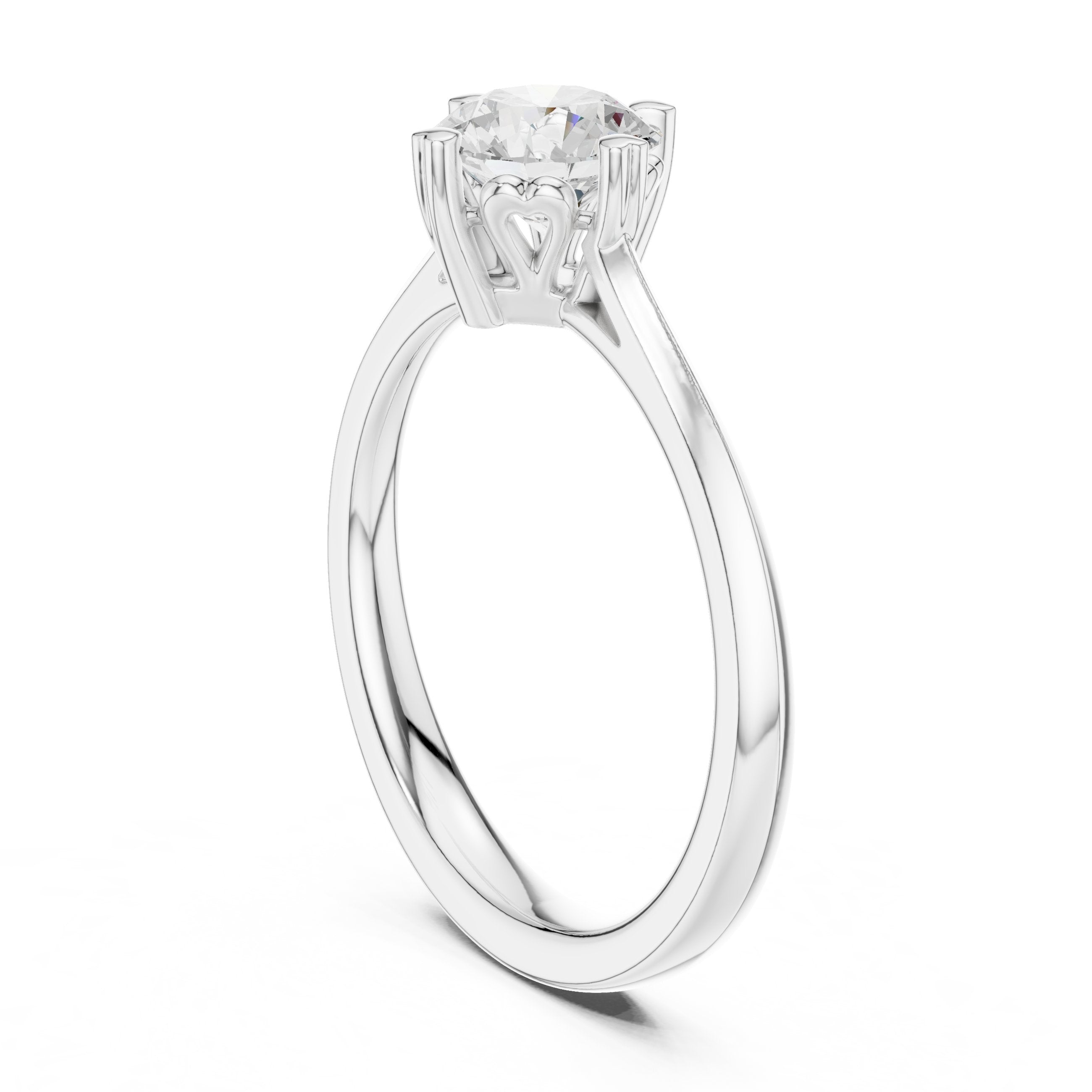 Round Diamond Tiffany Six Prong Solitaire Engagement Ring in White Gold - VYKA Diamonds