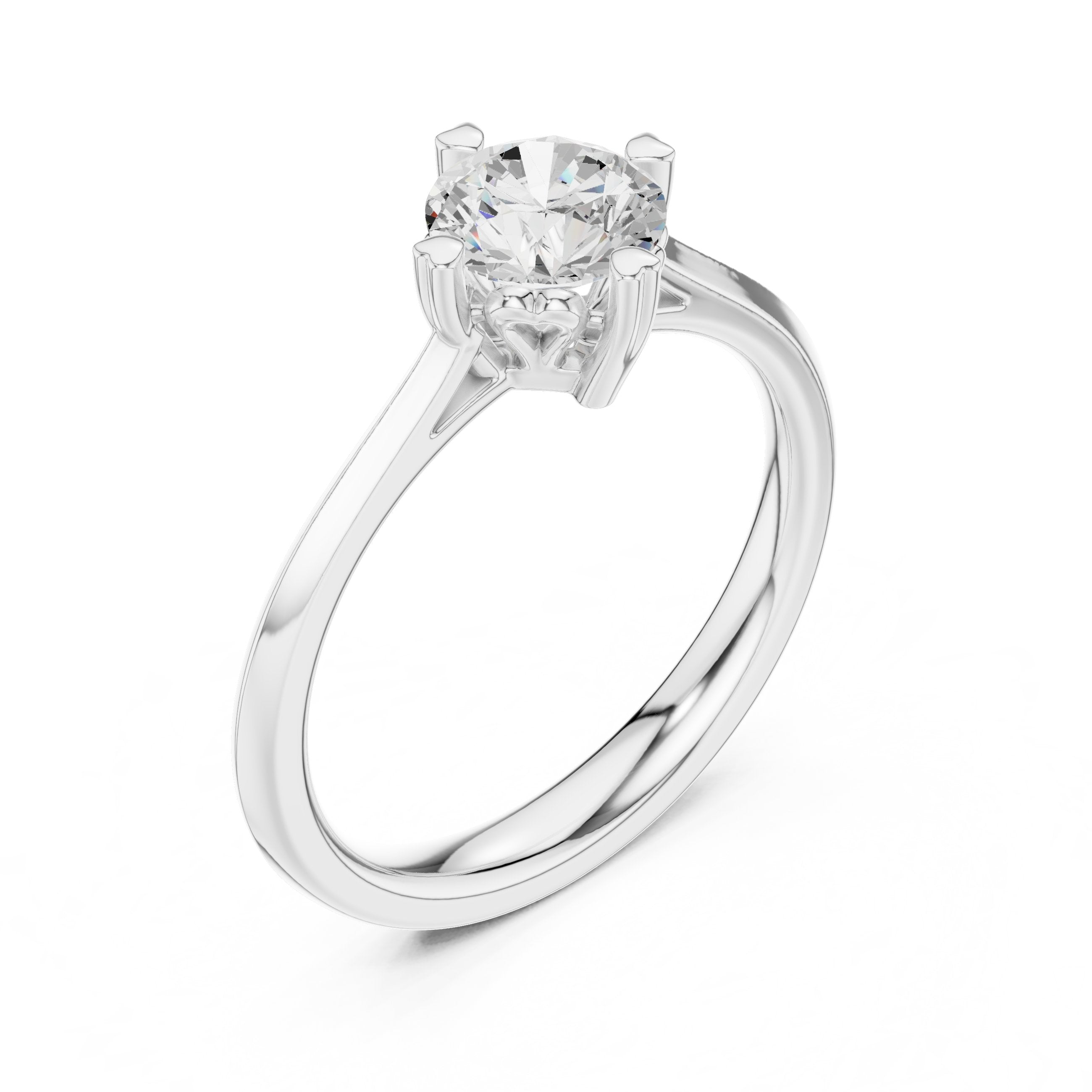 Round Diamond Tiffany Six Prong Solitaire Engagement Ring in White Gold - VYKA Diamonds