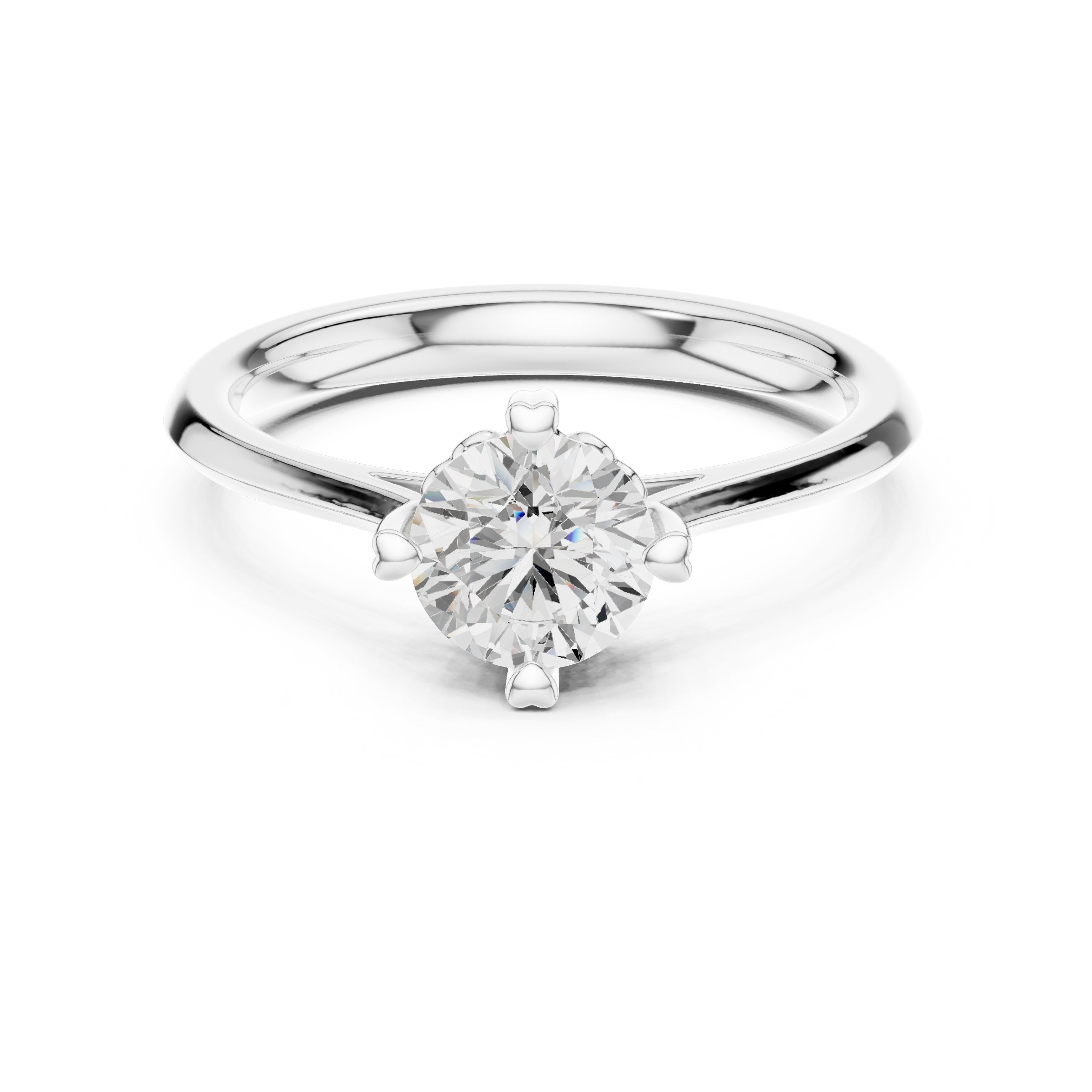 Round Diamond Tiffany Six Prong Solitaire Engagement Ring in White Gold - VYKA Diamonds