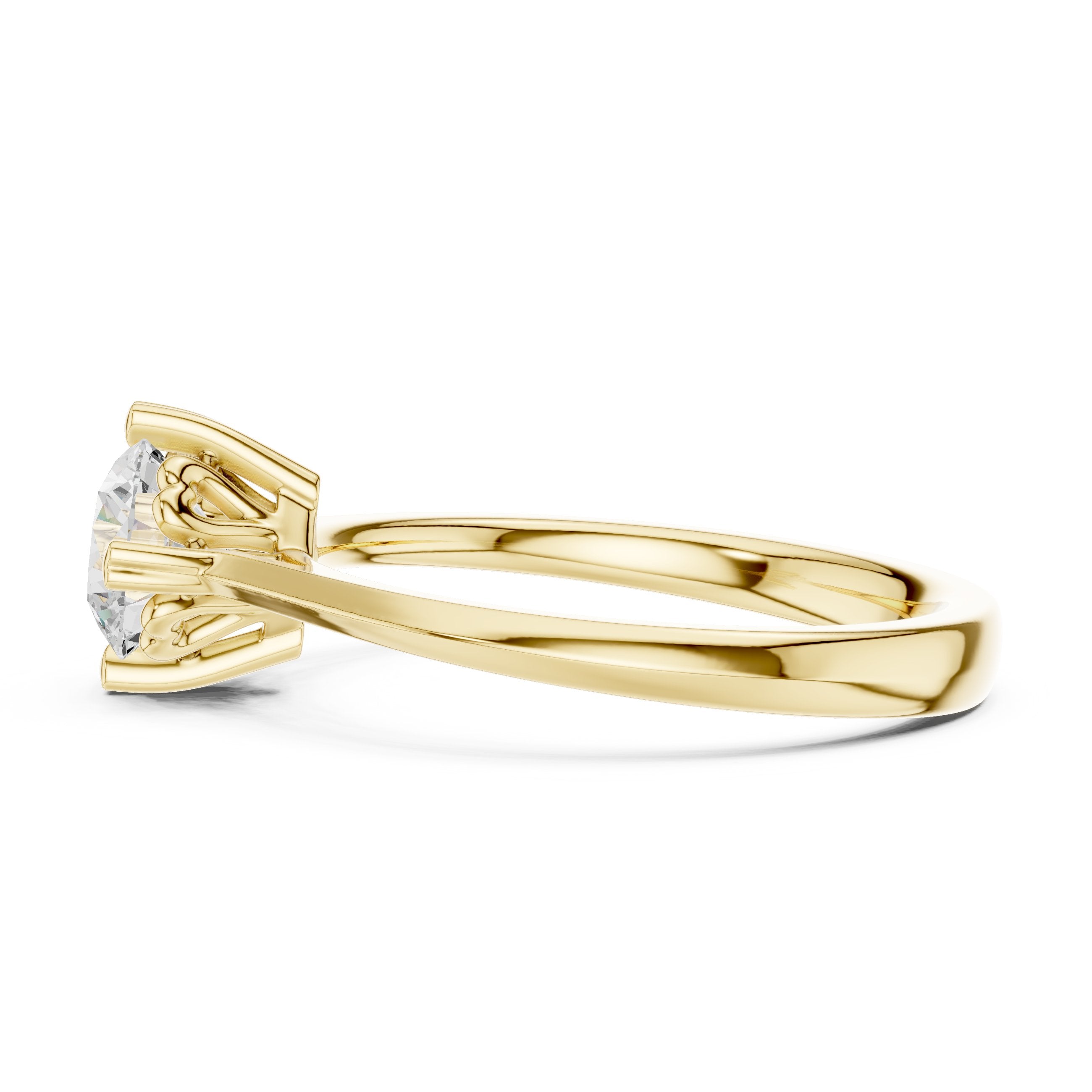 Round Diamond Tiffany Six Prong Solitaire Engagement Ring in Yellow Gold - VYKA Diamonds