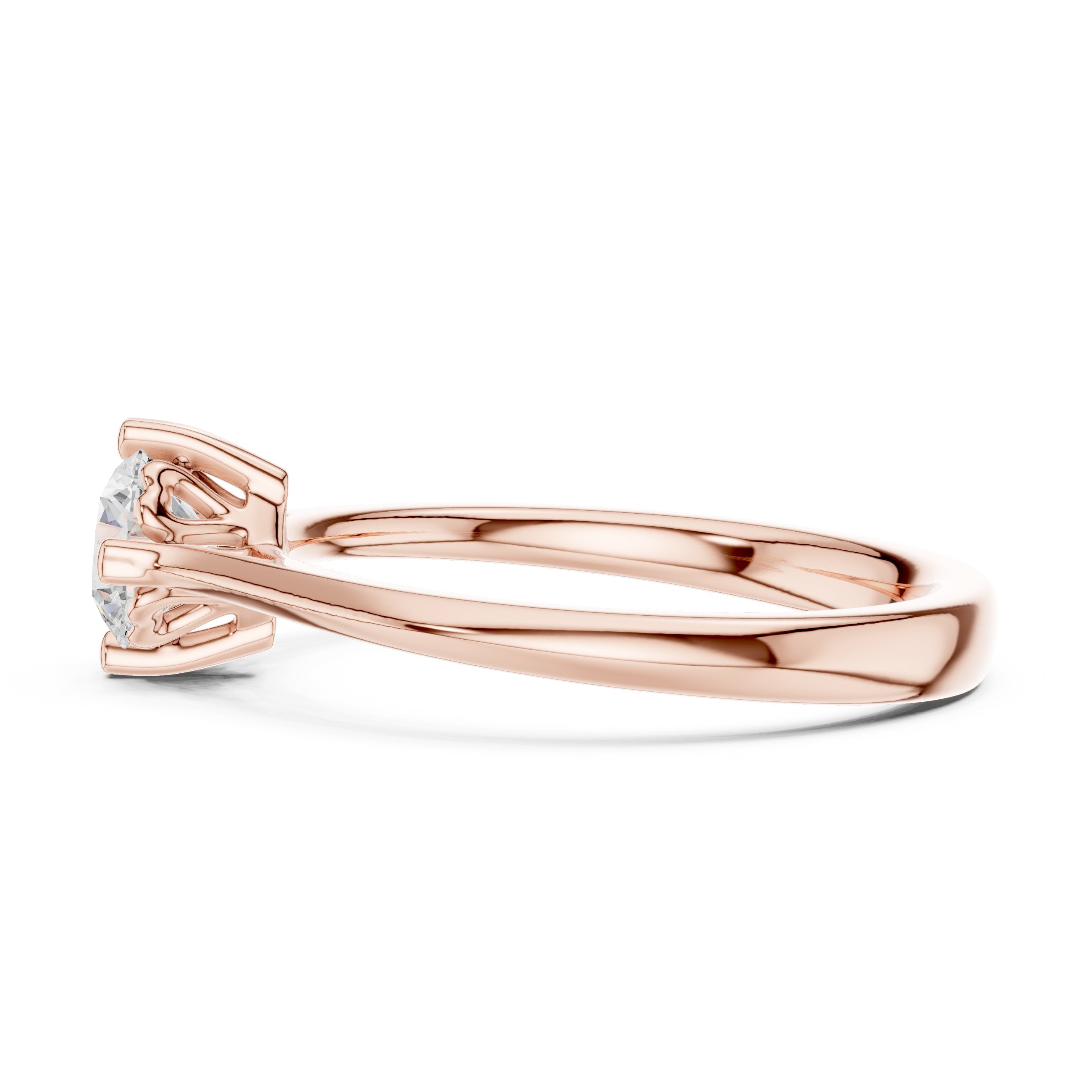 Round Diamond Cathedral Solitaire Engagement Ring in Rose Gold - VYKA Diamonds
