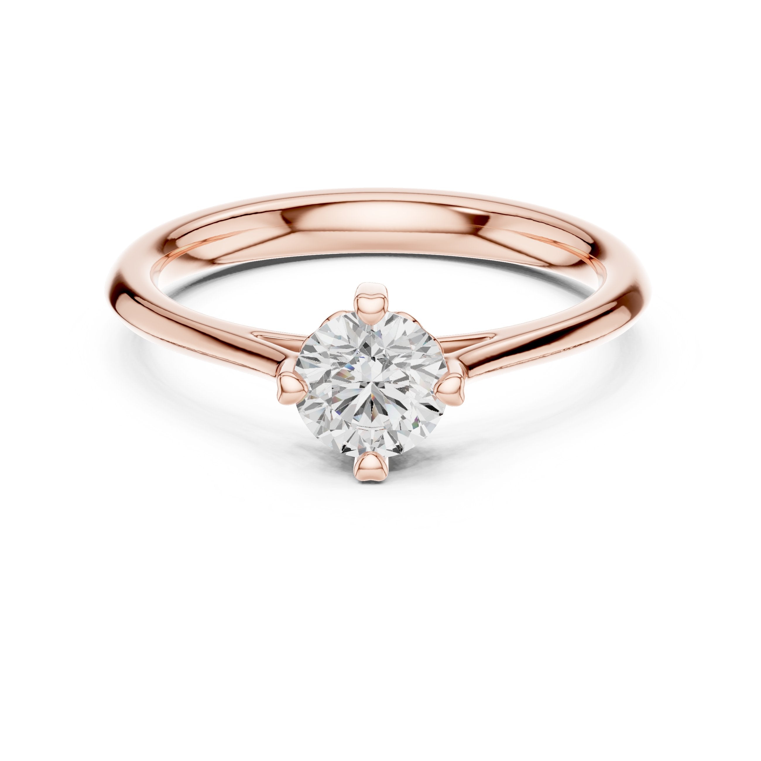 Round Diamond Cathedral Solitaire Engagement Ring in Rose Gold - VYKA Diamonds