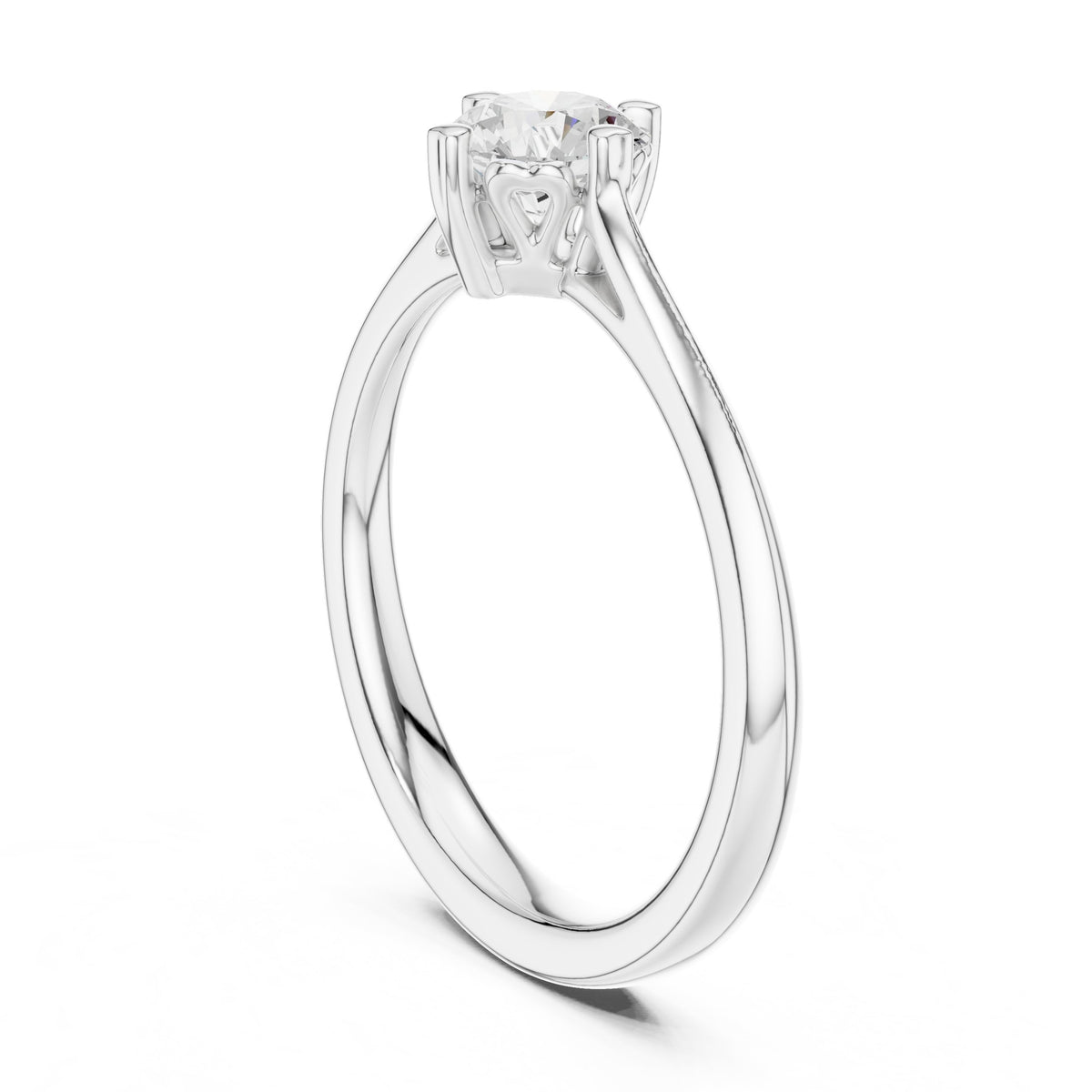 Round Diamond Cathedral Solitaire Engagement Ring