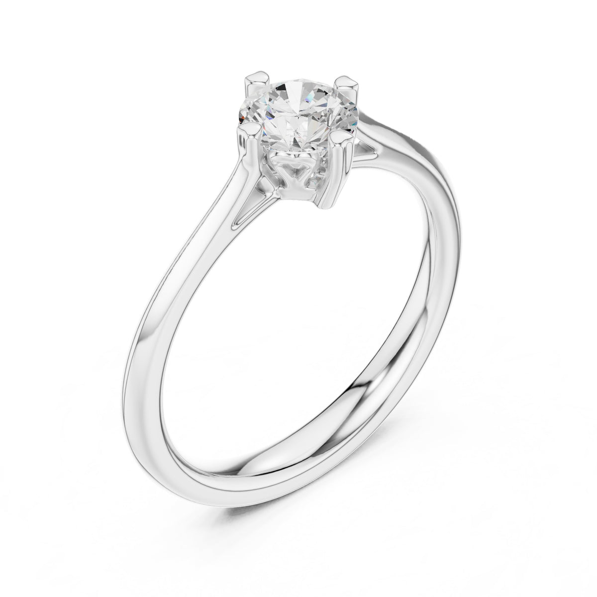 Round Diamond Cathedral Solitaire Engagement Ring