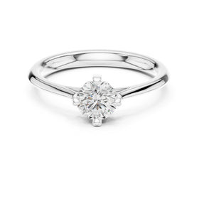 Round Diamond Cathedral Solitaire Engagement Ring