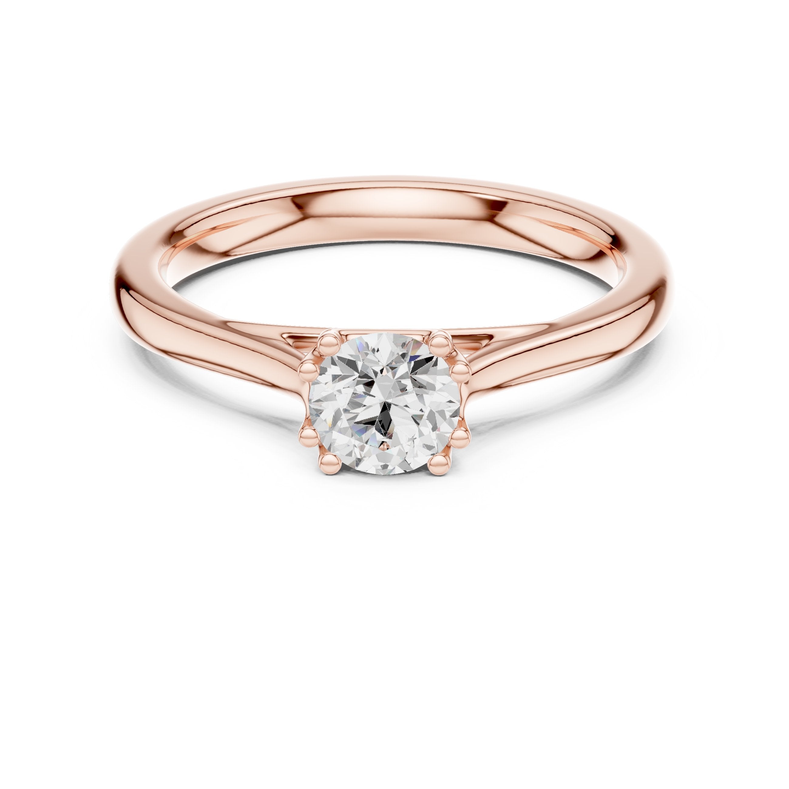 Round Diamond Solitaire Engagement Ring in Rose Gold - VYKA Diamonds