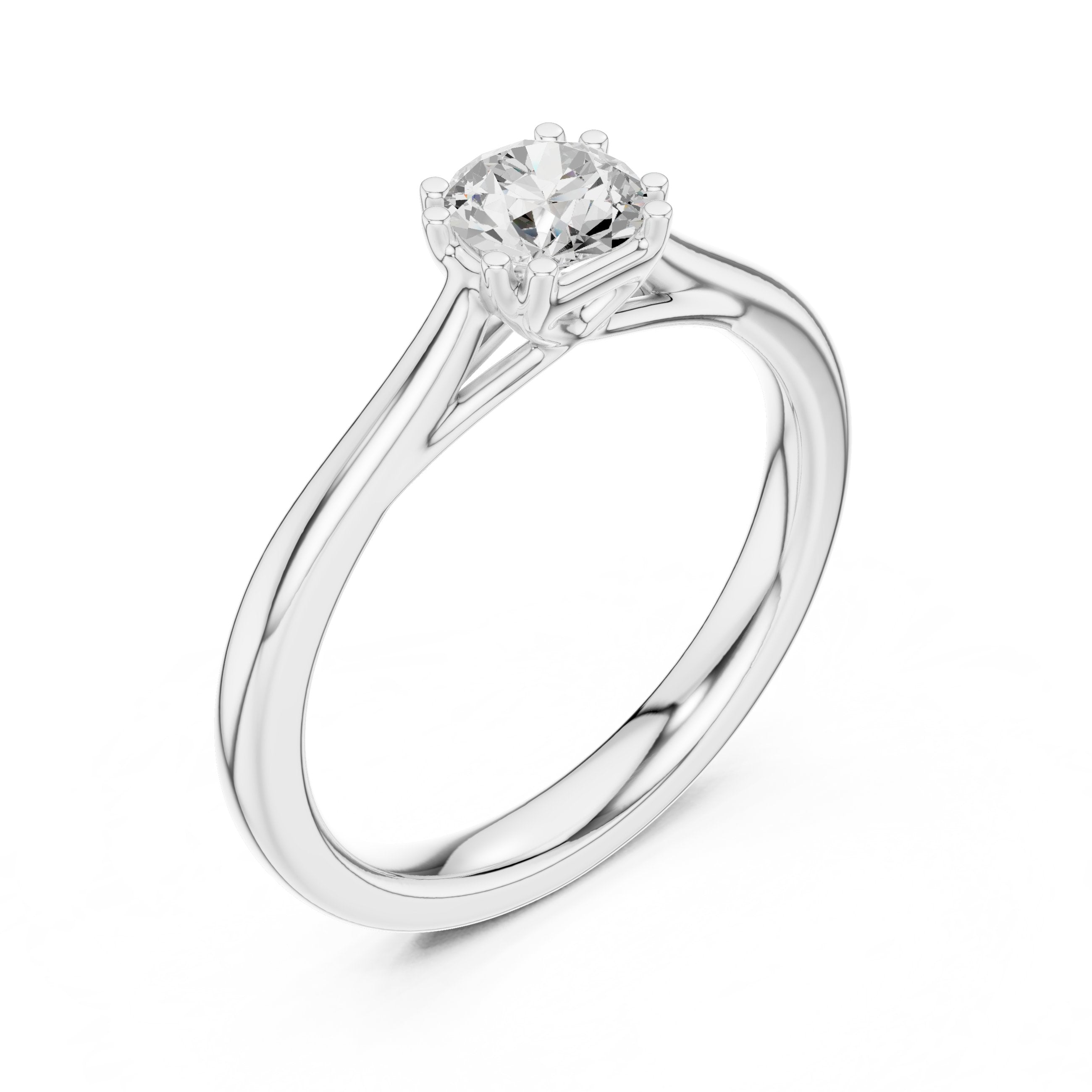 Round Diamond Solitaire Engagement Ring in White Gold - VYKA Diamonds