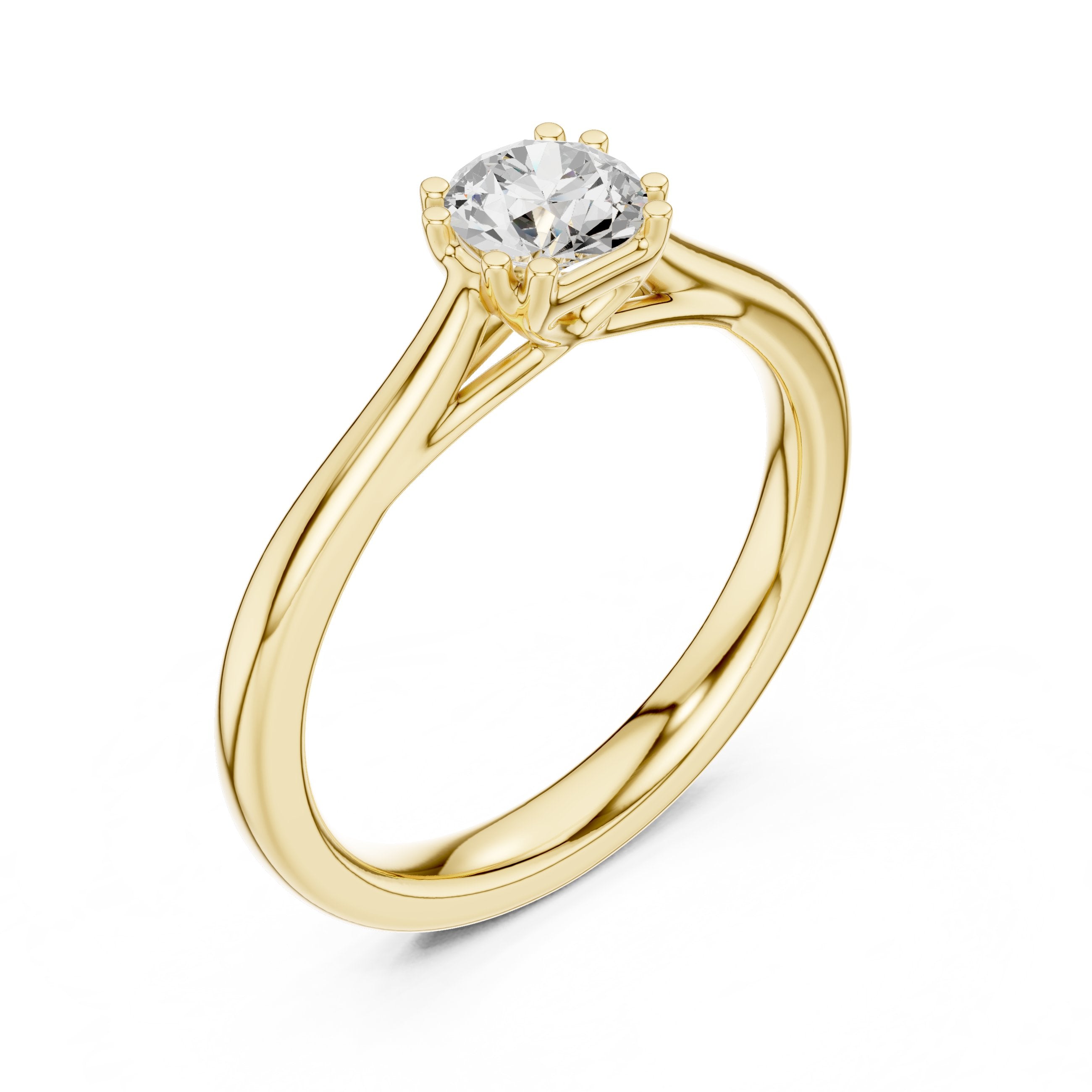 Round Diamond Solitaire Engagement Ring in Yellow Gold - VYKA Diamonds