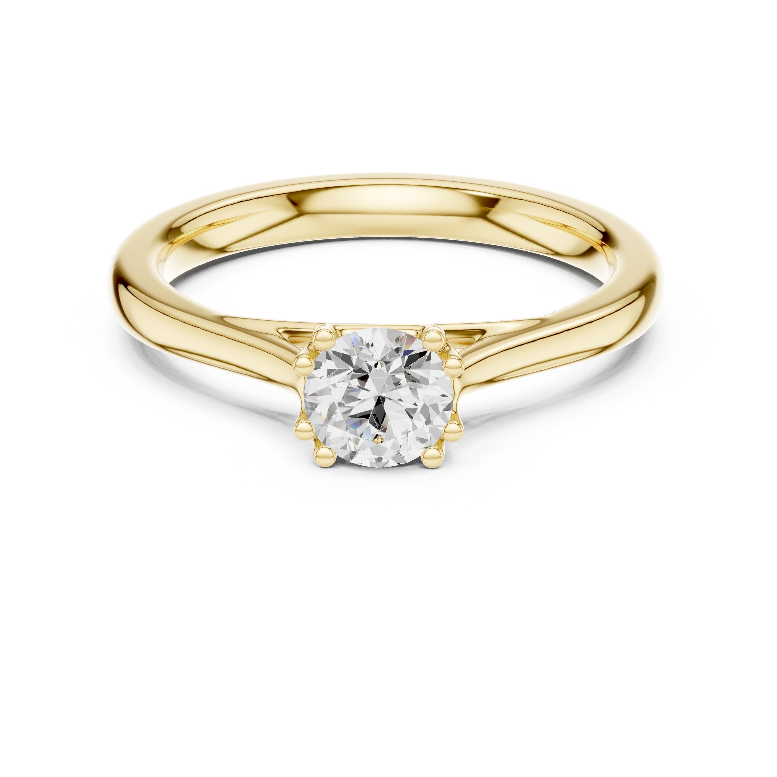 Round Diamond Solitaire Engagement Ring in Yellow Gold - VYKA Diamonds