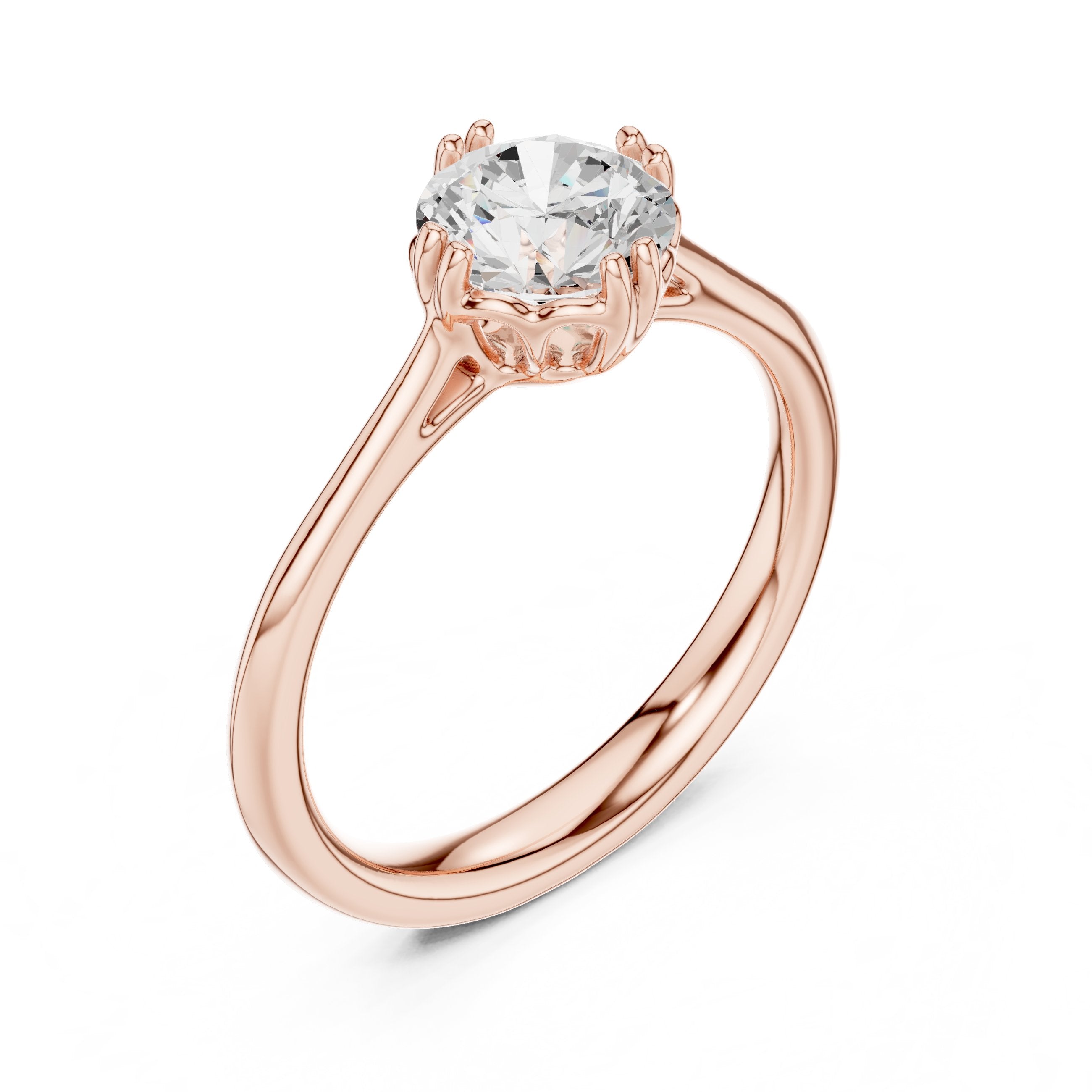 Round Diamond Decorative Basket Solitaire Engagement Ring in Rose Gold - VYKA Diamonds