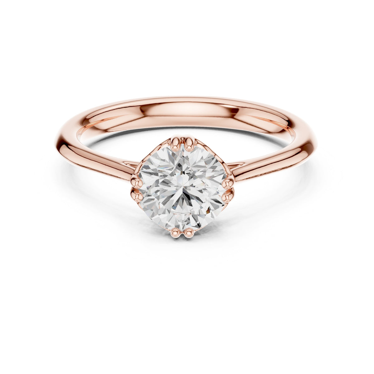 Round Diamond Decorative Basket Solitaire Engagement Ring