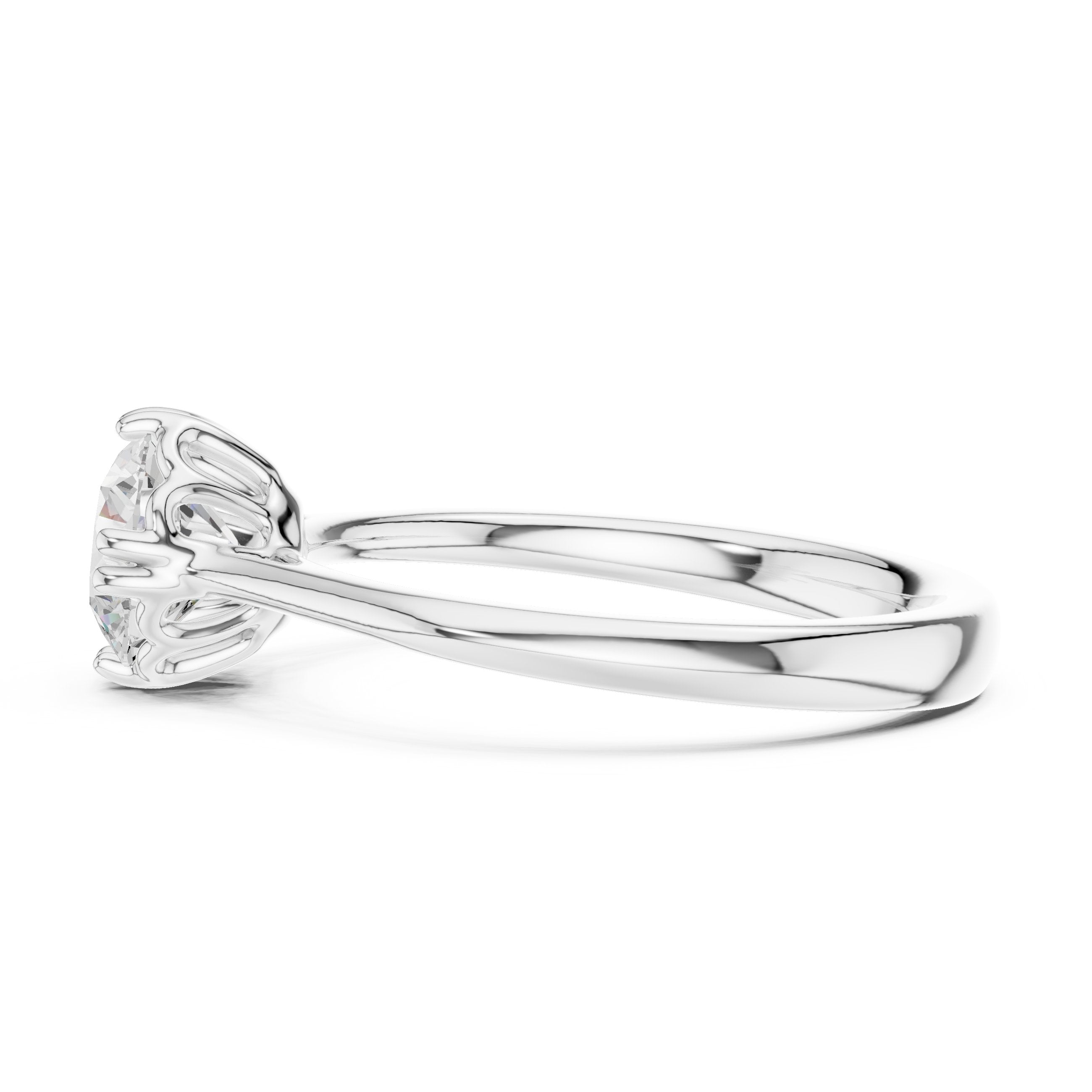 Round Diamond Decorative Basket Solitaire Engagement Ring in White Gold - VYKA Diamonds