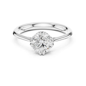 Round Diamond Decorative Basket Solitaire Engagement Ring