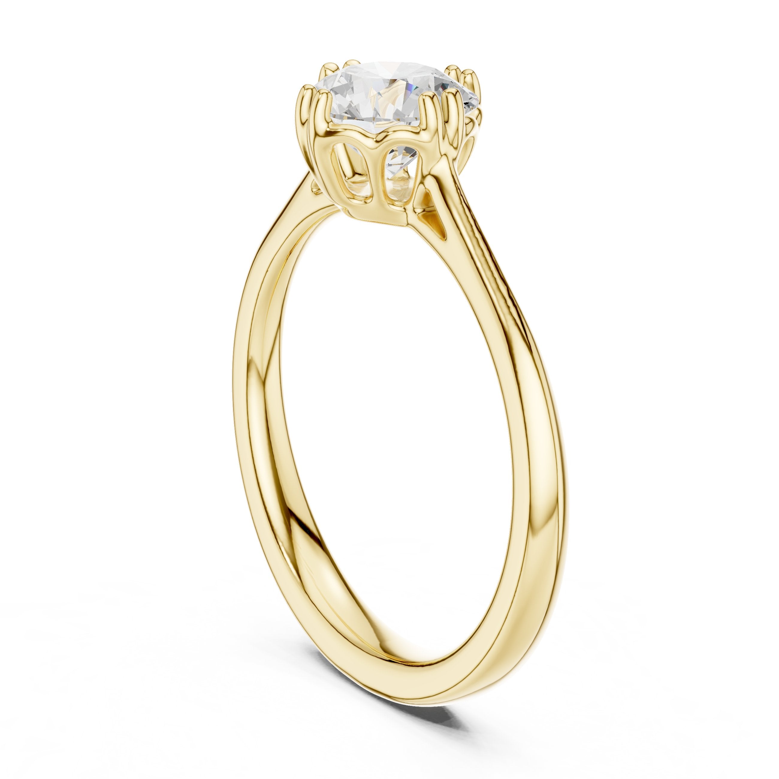Round Diamond Decorative Basket Solitaire Engagement Ring in Yellow Gold - VYKA Diamonds