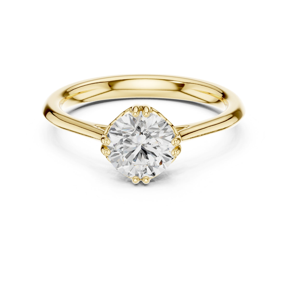 Round Diamond Decorative Basket Solitaire Engagement Ring
