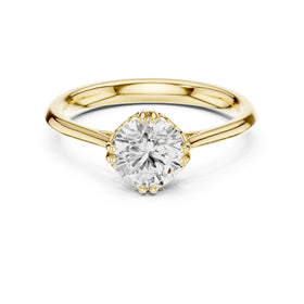 Round Diamond Decorative Basket Solitaire Engagement Ring