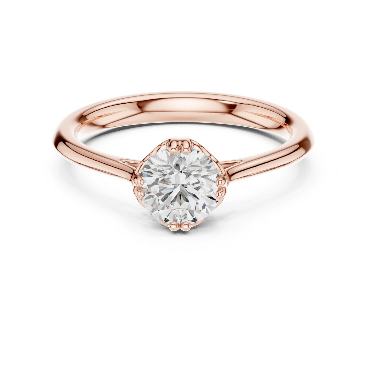 Round Diamond Six Prong Solitaire Engagement Ring with Decorative Gallery