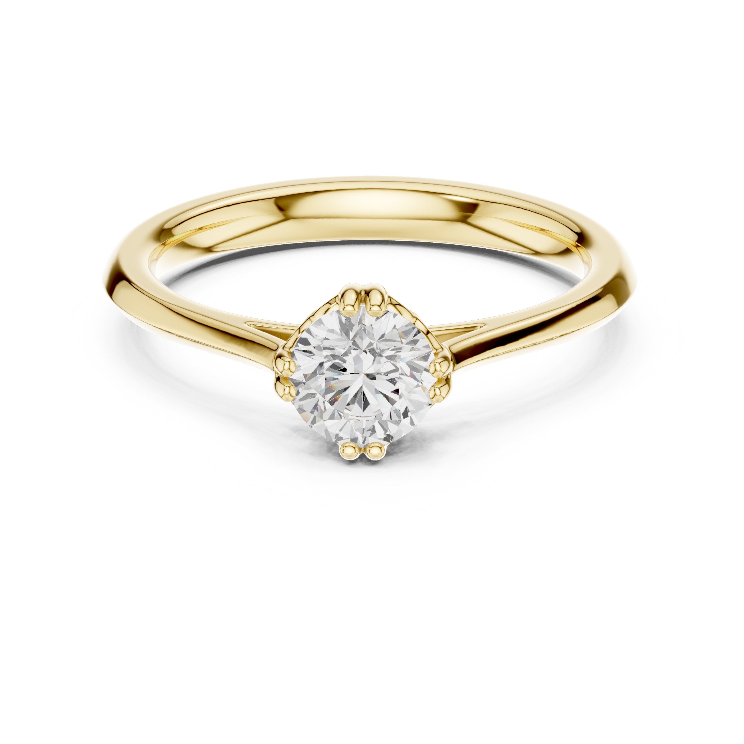 Round Brilliant Solitaire Engagement Ring in Yellow Gold - VYKA Diamonds