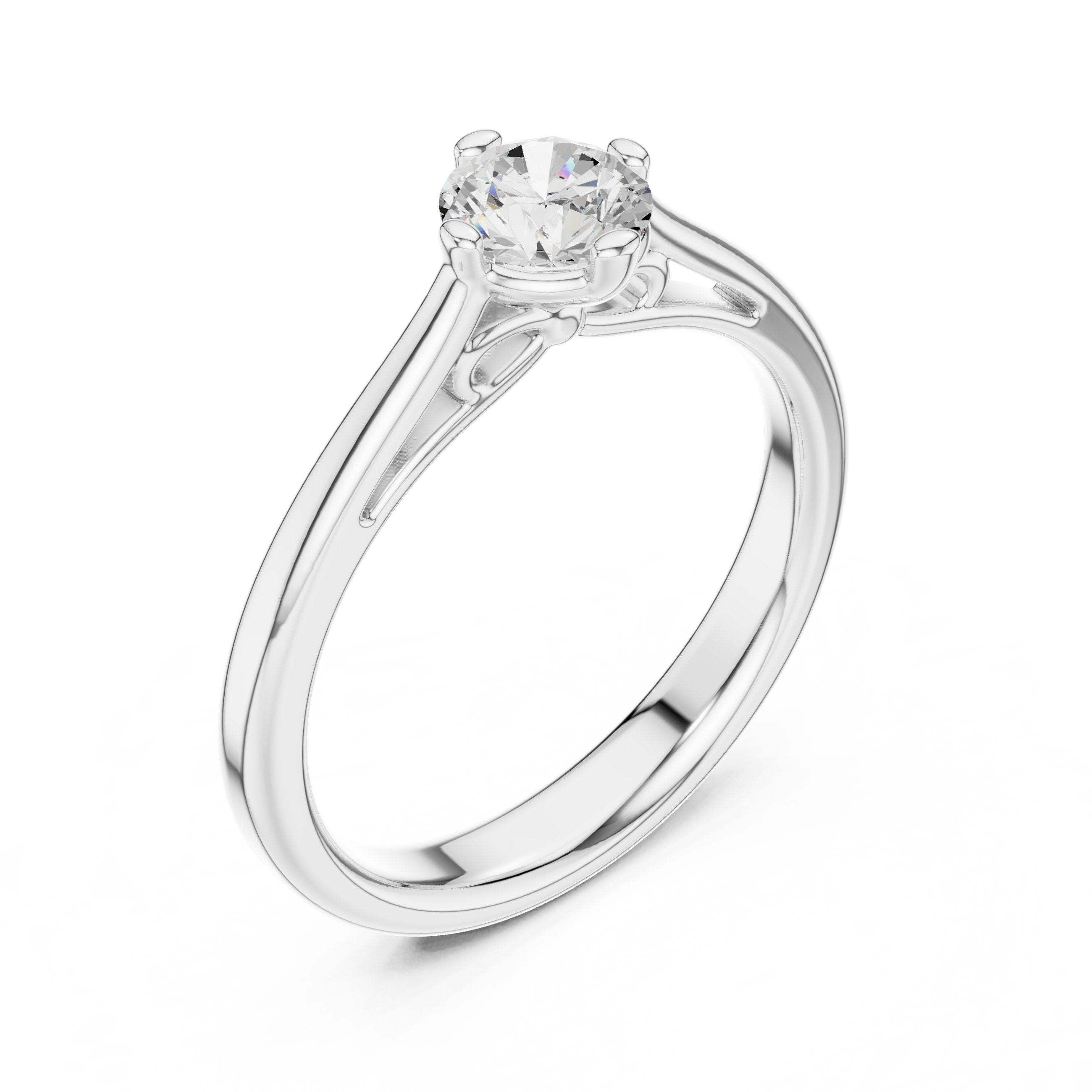 Round Diamond Six Prong Solitaire Engagement Ring in White Gold - VYKA Diamonds