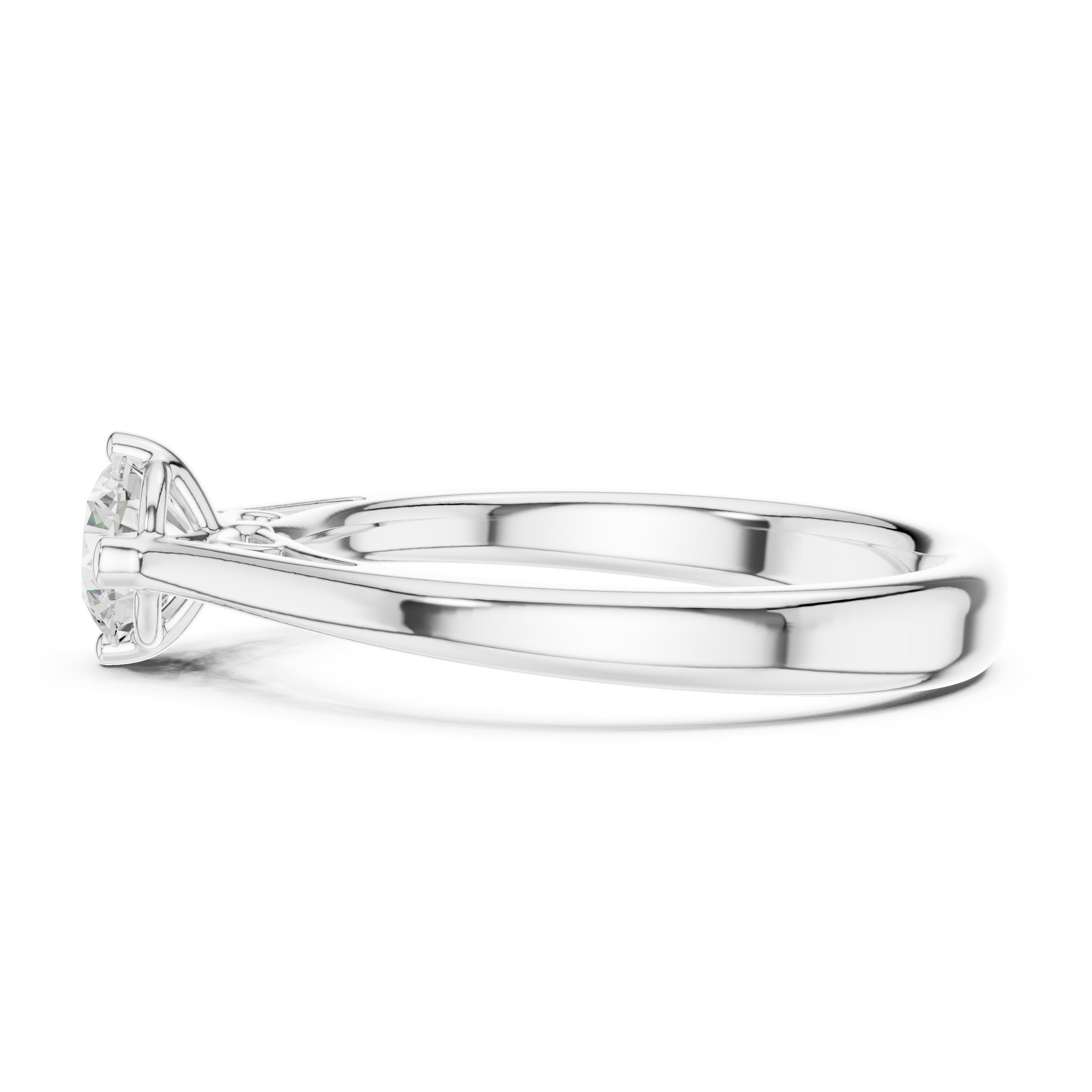 Round Diamond Six Prong Solitaire Engagement Ring in White Gold - VYKA Diamonds