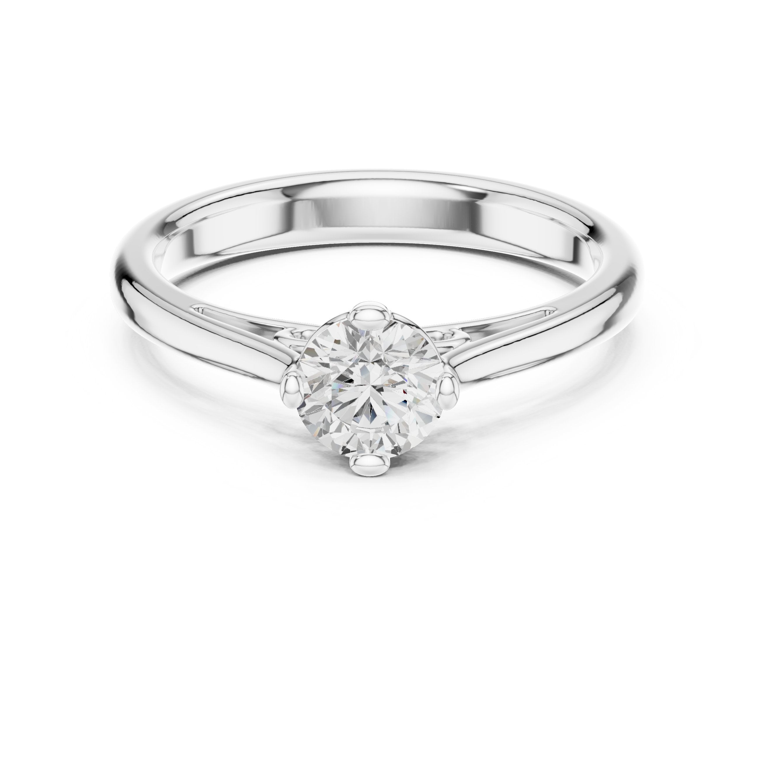 Round Diamond Six Prong Solitaire Engagement Ring in White Gold - VYKA Diamonds