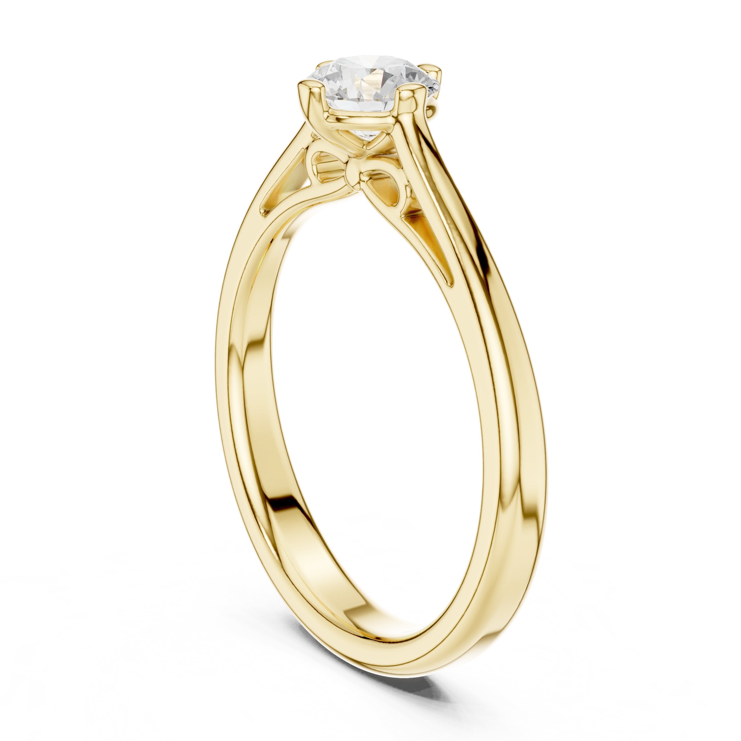 Round Diamond Six Prong Solitaire Engagement Ring in Yellow Gold - VYKA Diamonds