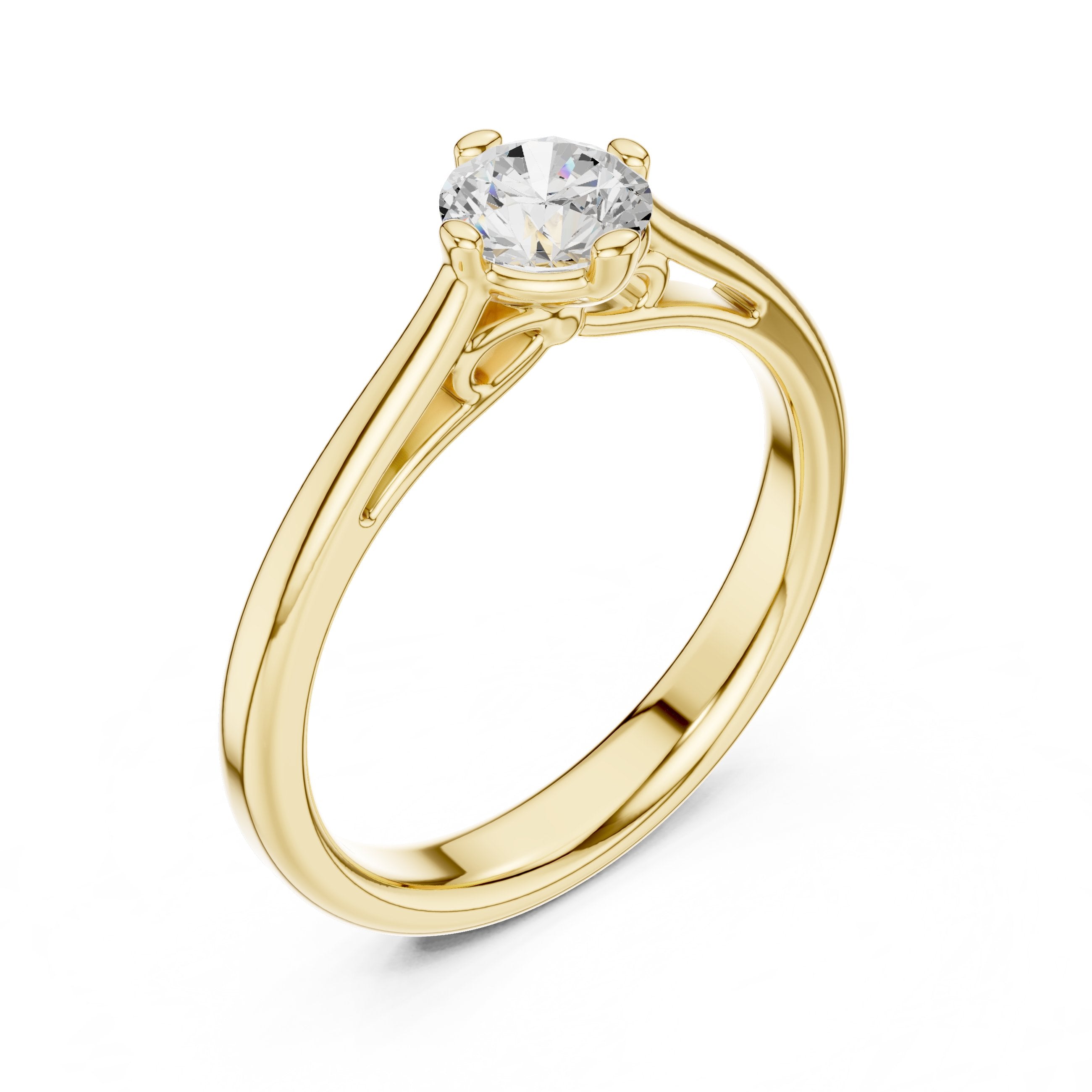 Round Diamond Six Prong Solitaire Engagement Ring in Yellow Gold - VYKA Diamonds