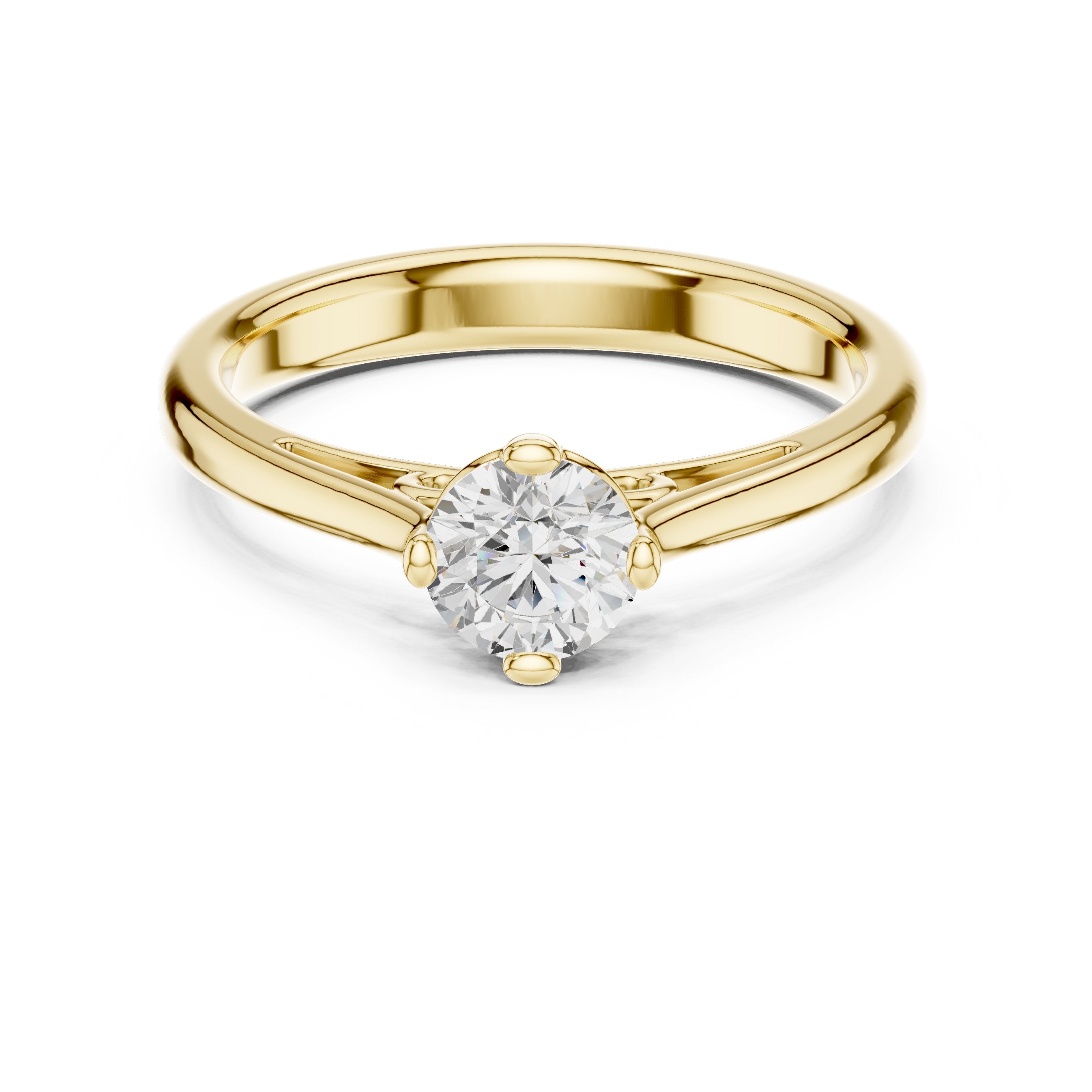 Round Diamond Six Prong Solitaire Engagement Ring in Yellow Gold - VYKA Diamonds