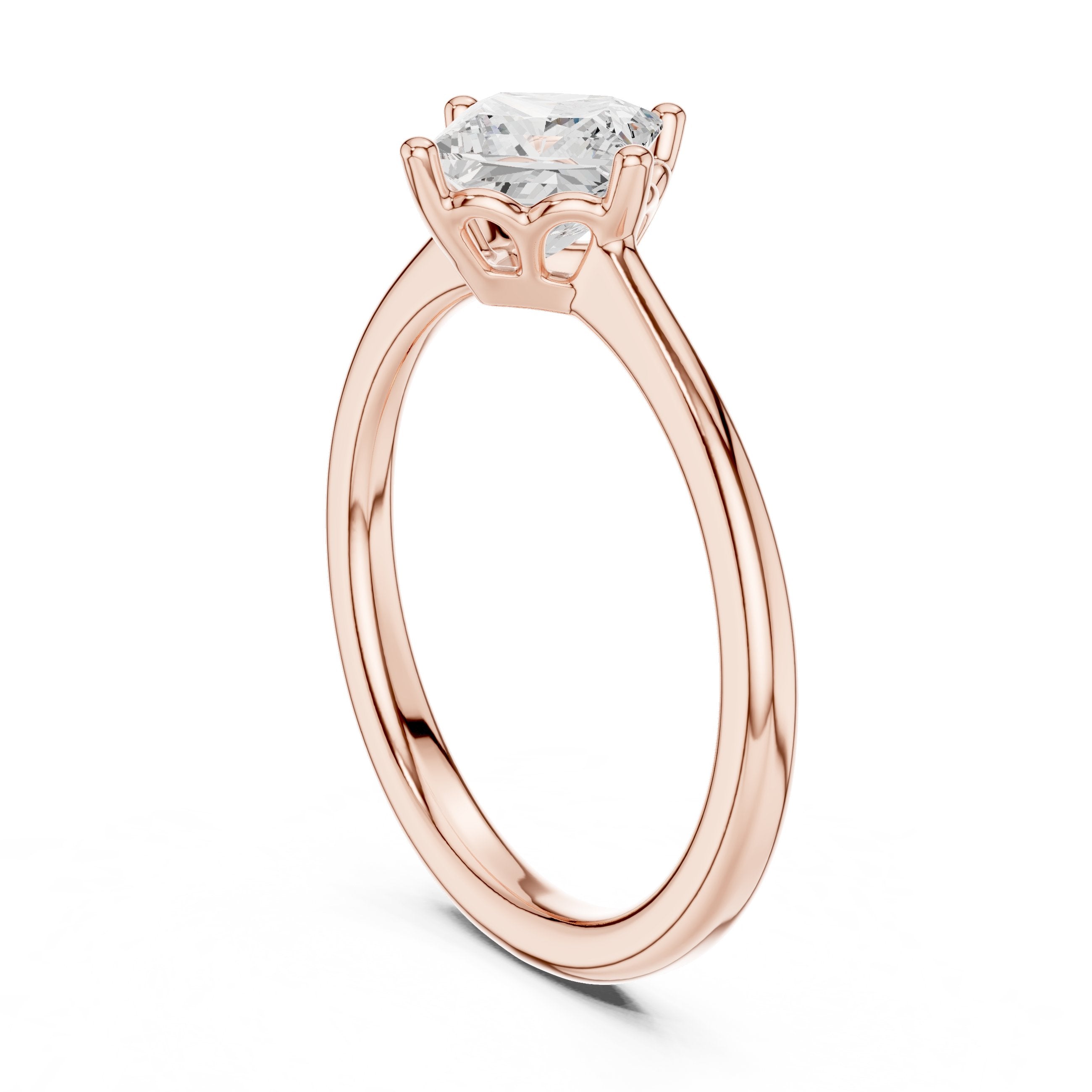 Princess Cut Kite Solitaire Engagement Ring in Rose Gold - VYKA Diamonds