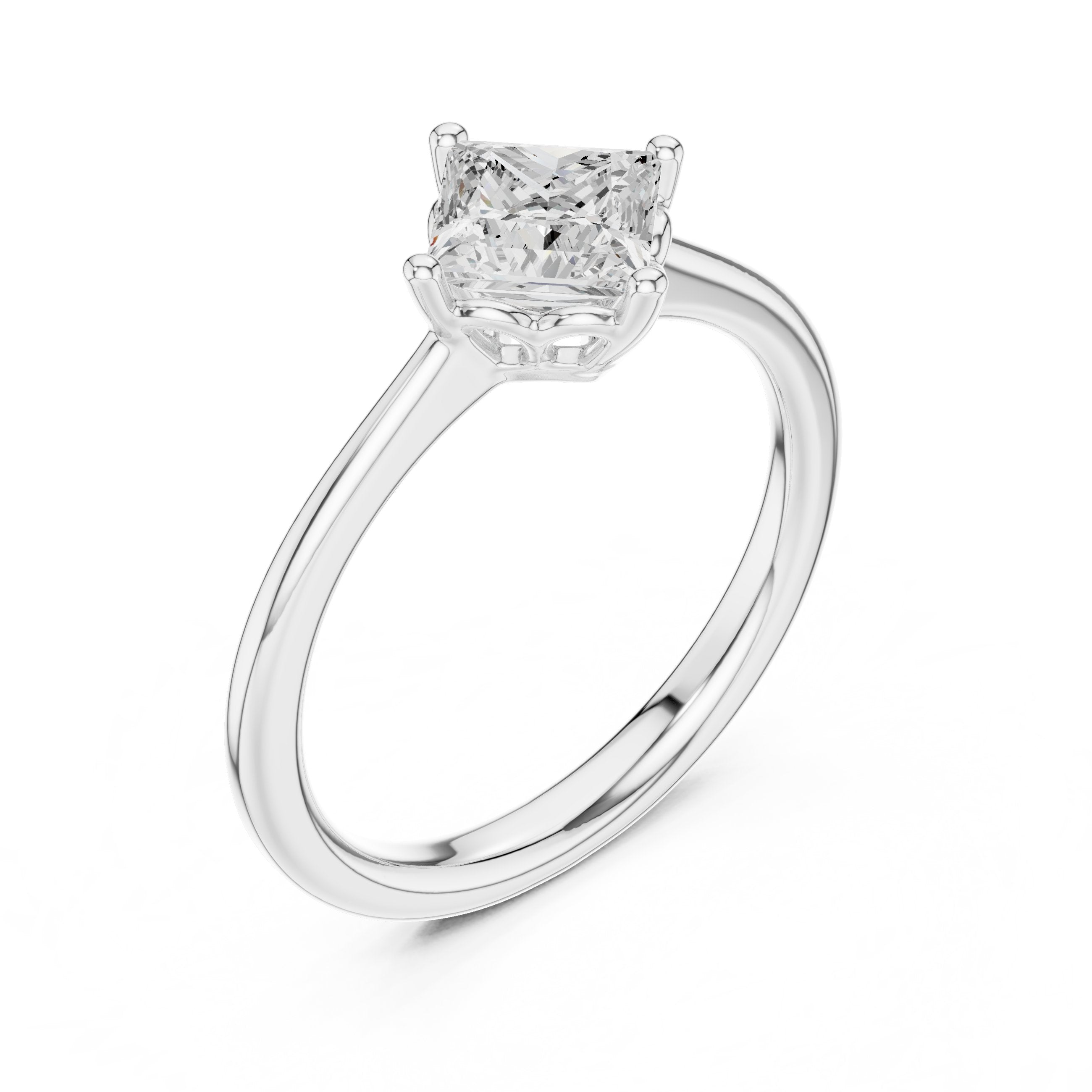 Princess Cut Kite Solitaire Engagement Ring in White Gold - VYKA Diamonds