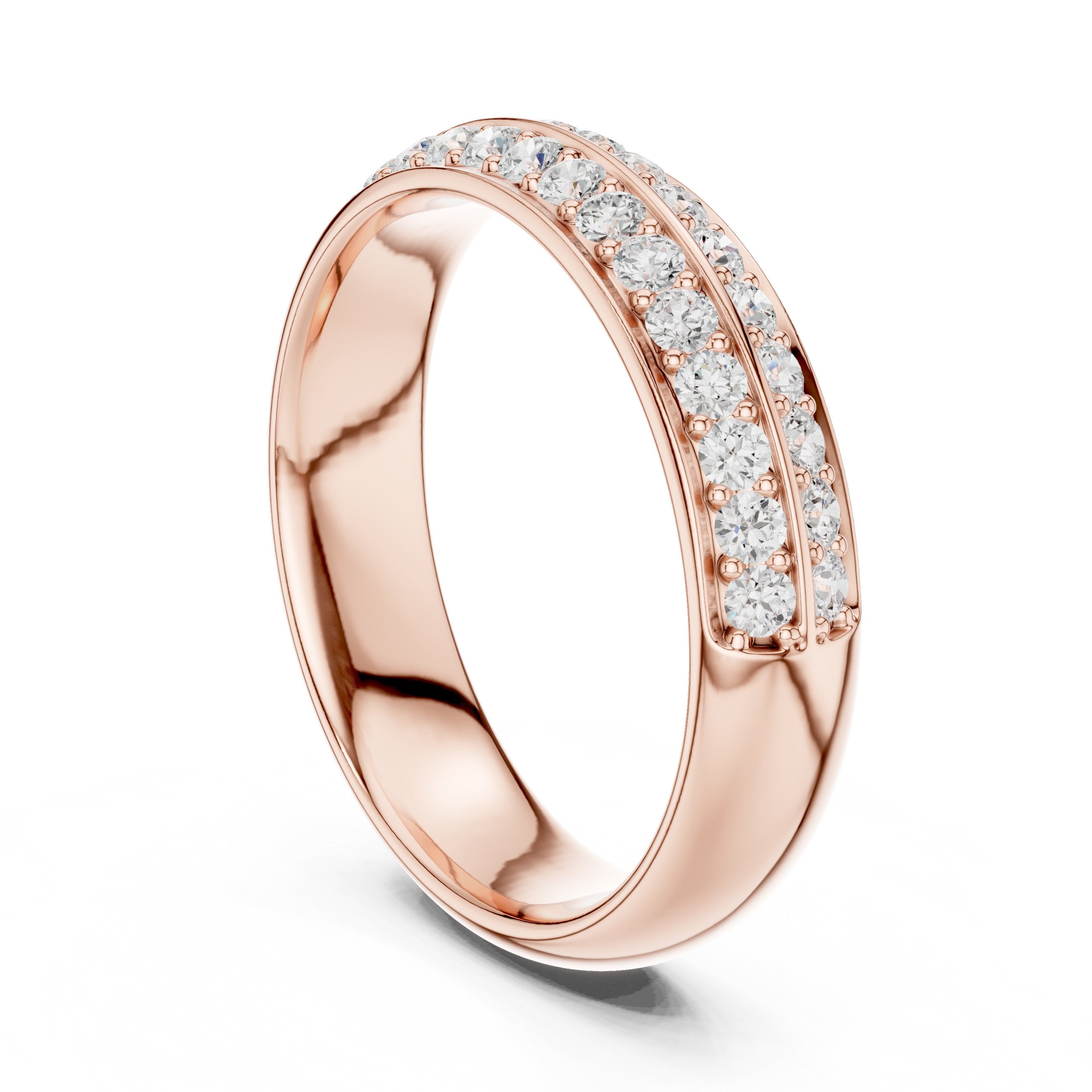 Round Diamond Double Row Pavé Eternity Band in Rose Gold - VYKA Diamonds