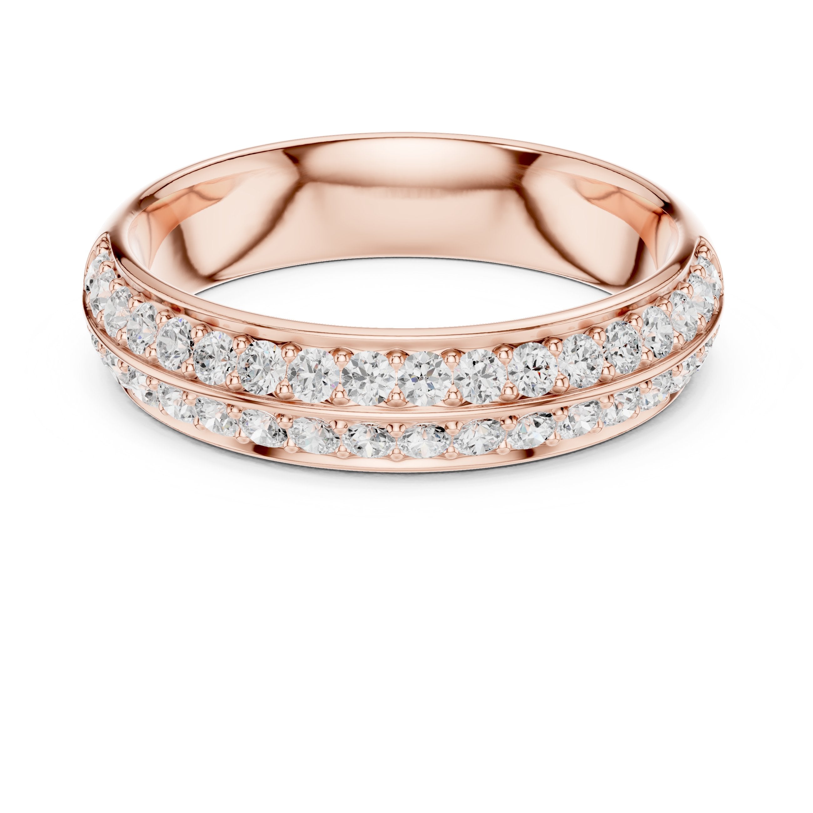 Round Diamond Double Row Pavé Eternity Band in Rose Gold - VYKA Diamonds