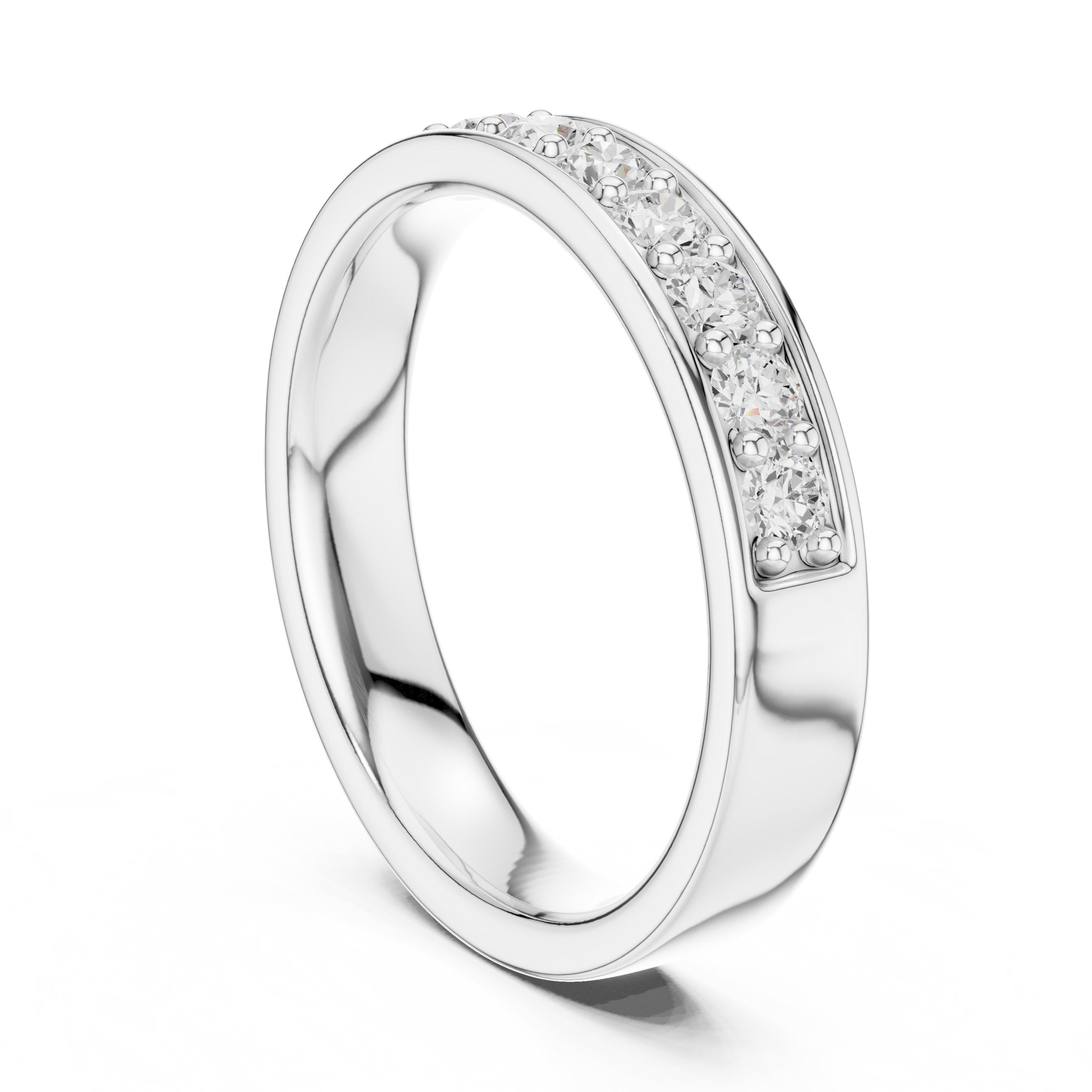 Round Diamond Channel Set Wide Anniversary Band in White Gold - VYKA Diamonds