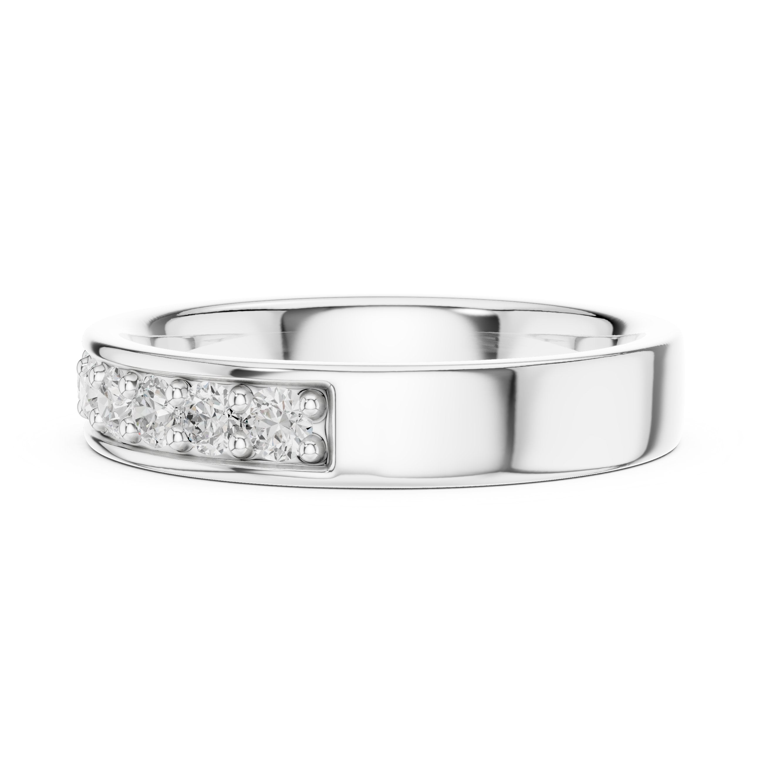 Round Diamond Channel Set Wide Anniversary Band in White Gold - VYKA Diamonds