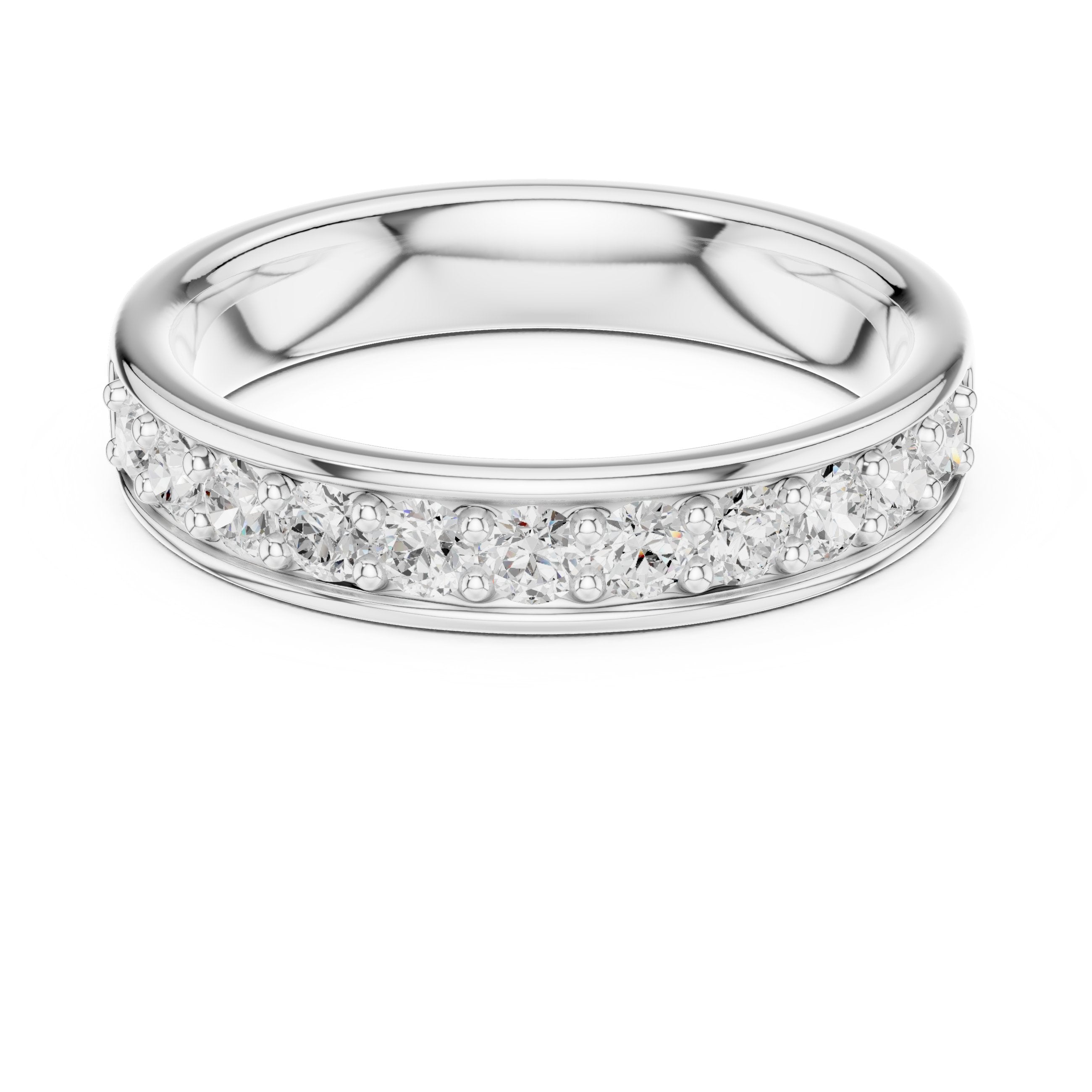 Round Diamond Channel Set Wide Anniversary Band in White Gold - VYKA Diamonds