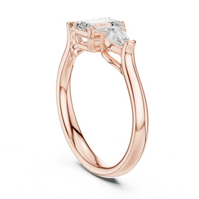 Emerald Cut Three Stone Engagement Ring with Pear Sides