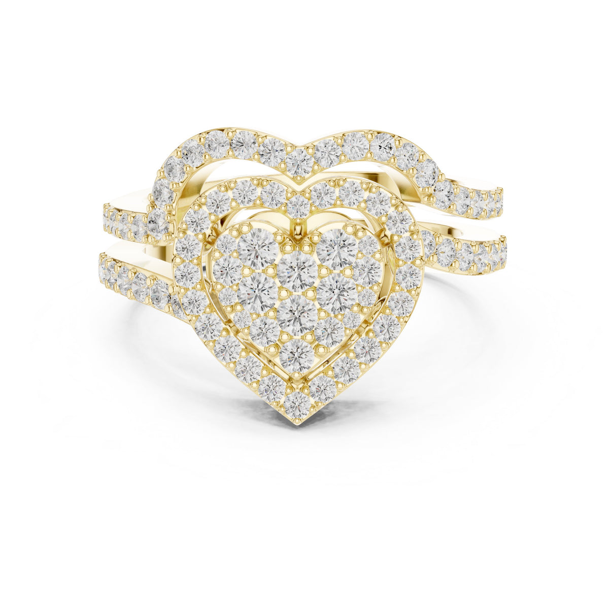 Round Diamond Heart-Shaped Cluster Halo Engagement Ring