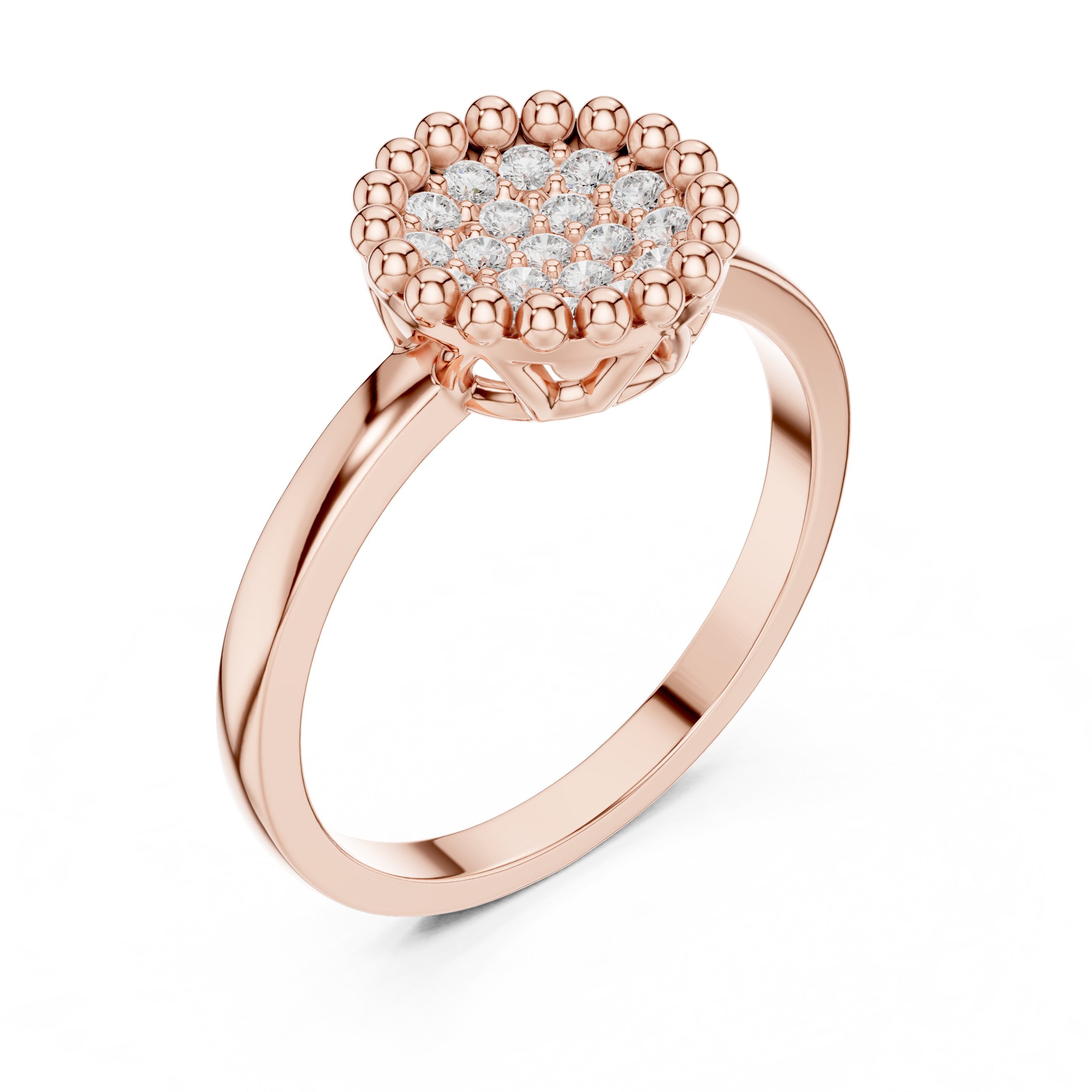 Glamorous Hidden Halo Diamond Engagement Ring in Rose Gold - VYKA Diamonds