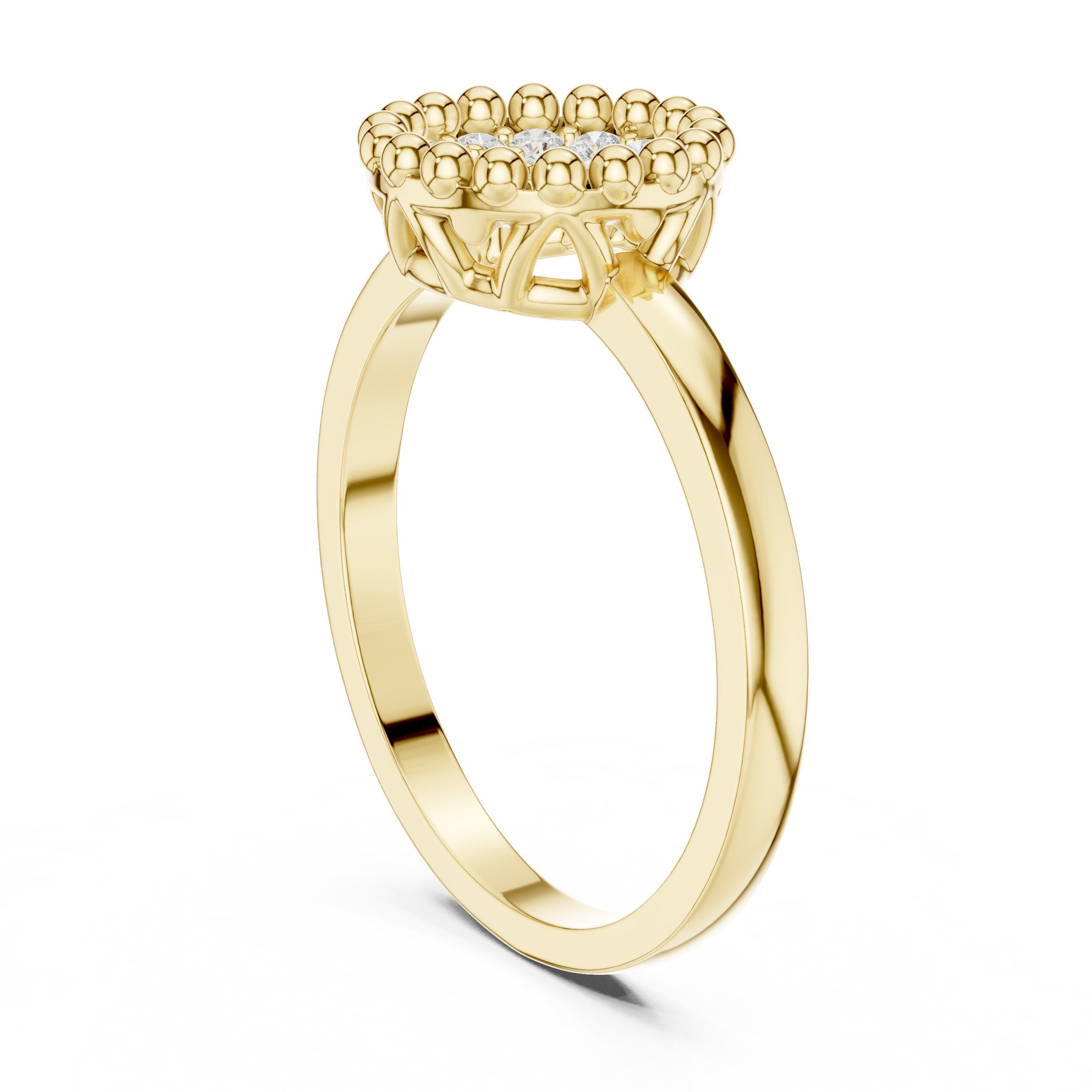 Glamorous Hidden Halo Diamond Engagement Ring in Yellow Gold - VYKA Diamonds