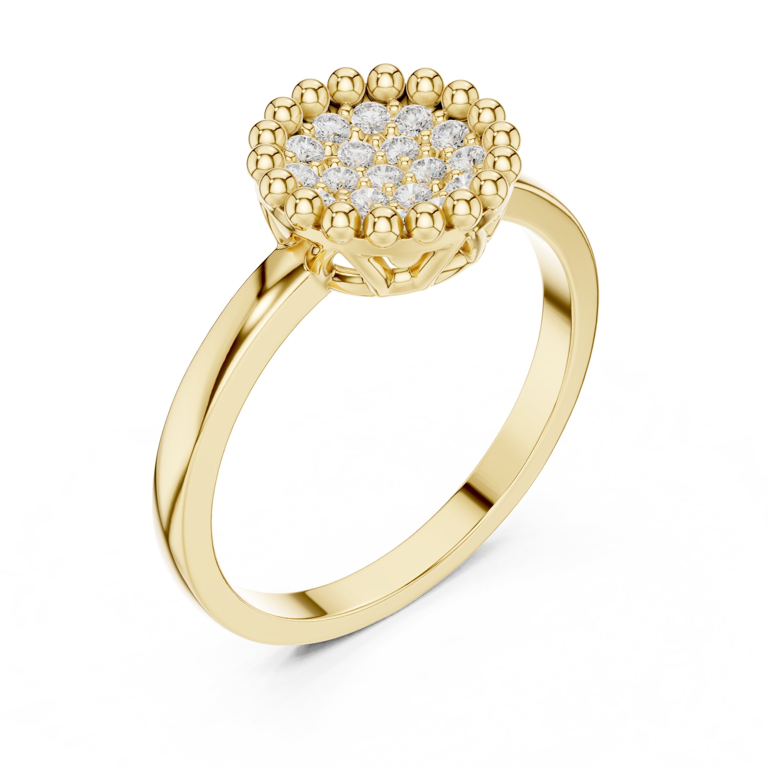 Glamorous Hidden Halo Diamond Engagement Ring in Yellow Gold - VYKA Diamonds