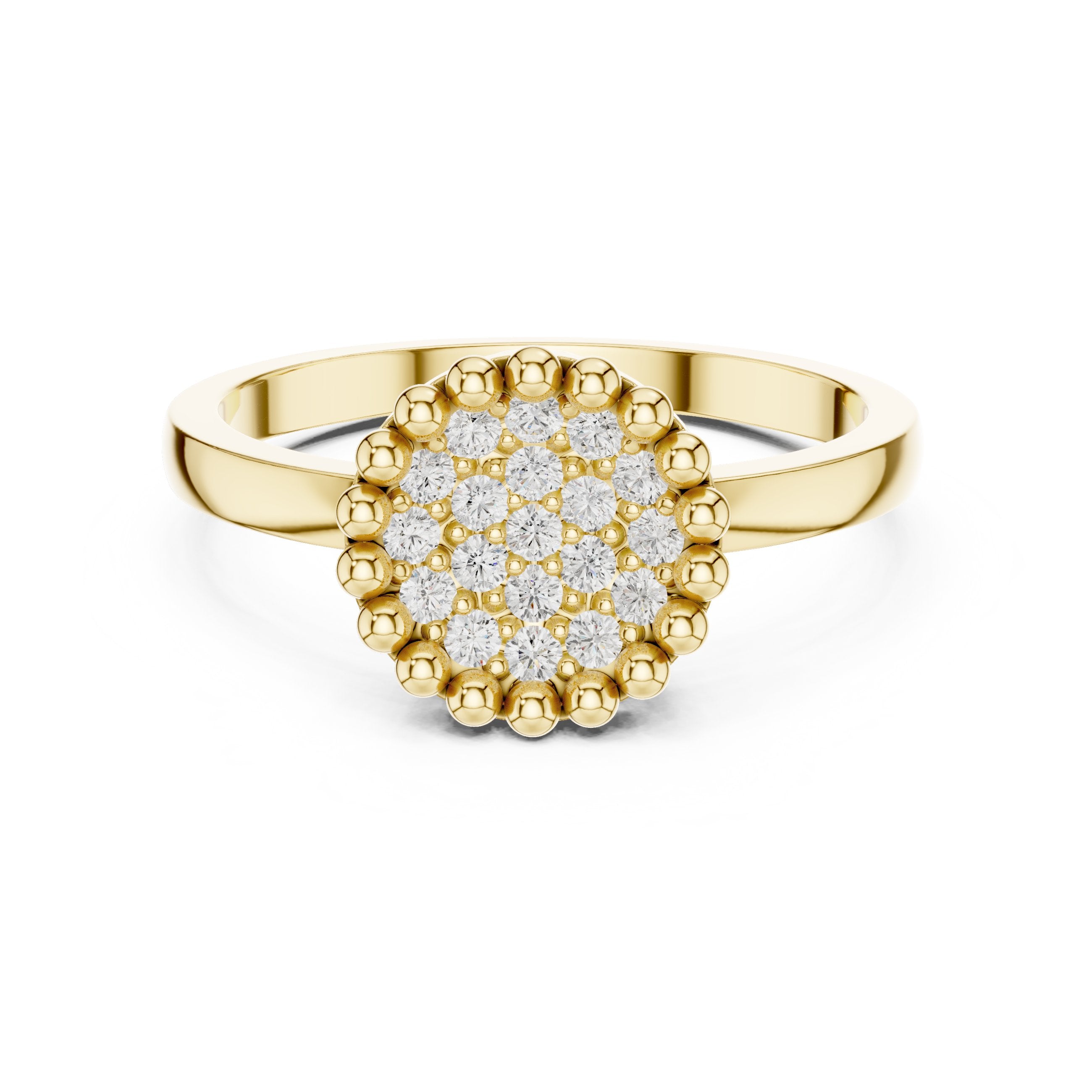 Glamorous Hidden Halo Diamond Engagement Ring in Yellow Gold - VYKA Diamonds